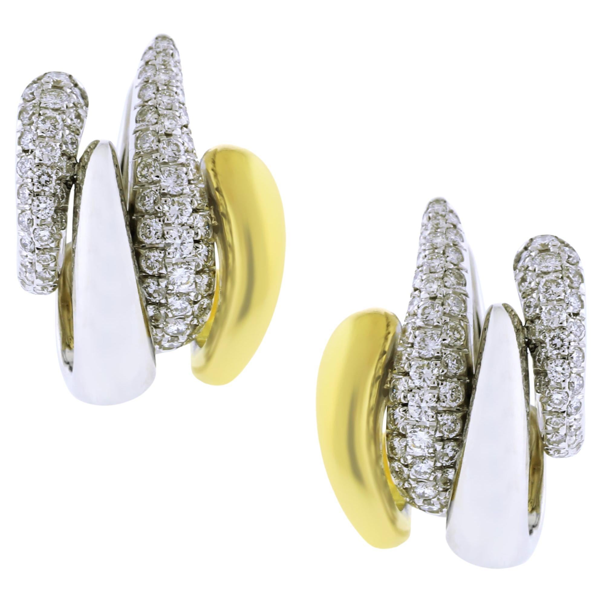 Pomellato 18kt White and Yellow Gold Diamond Pave Earrings