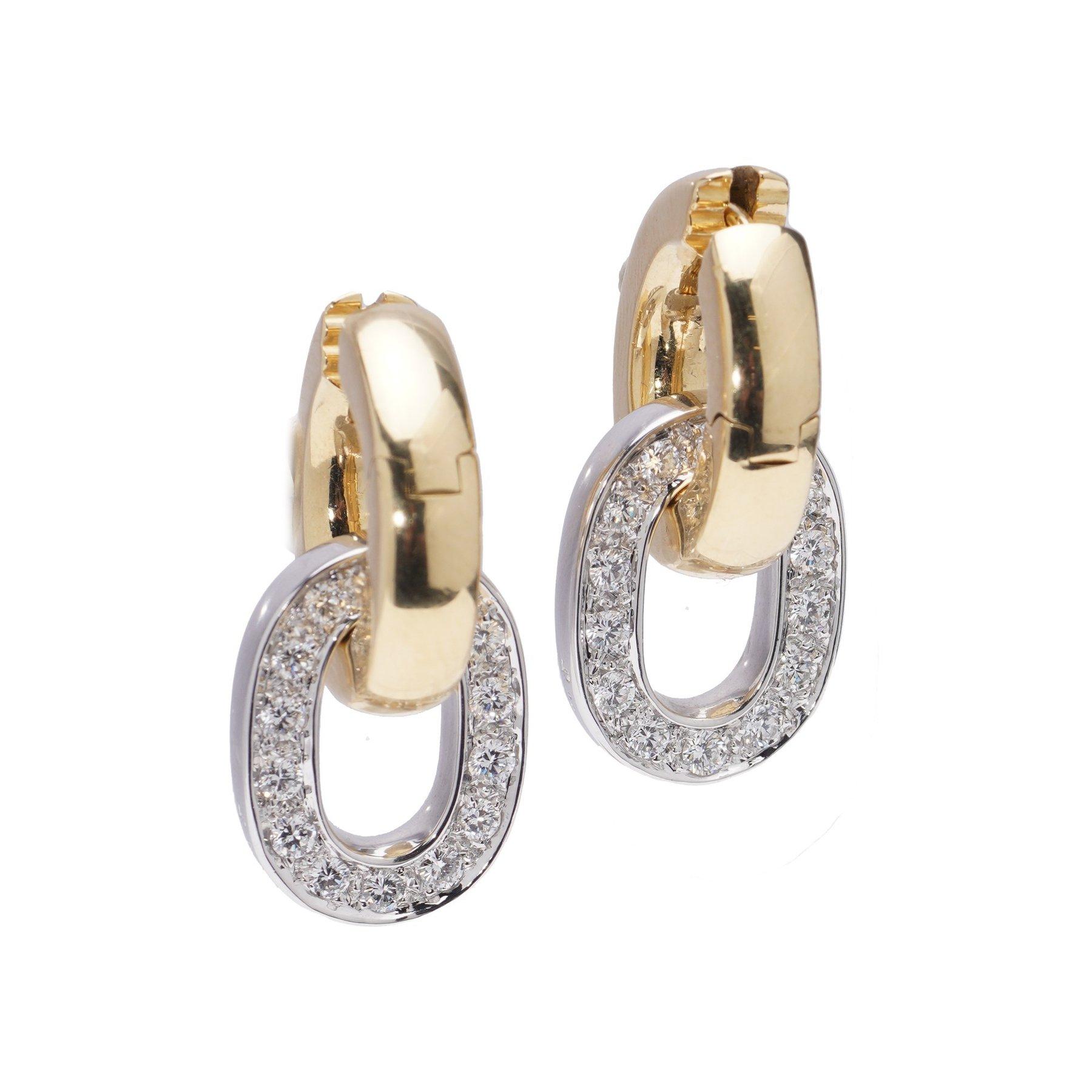 Pomellato 18kt yellow and white gold hoop earrings with 1.50 cts. diamonds 2