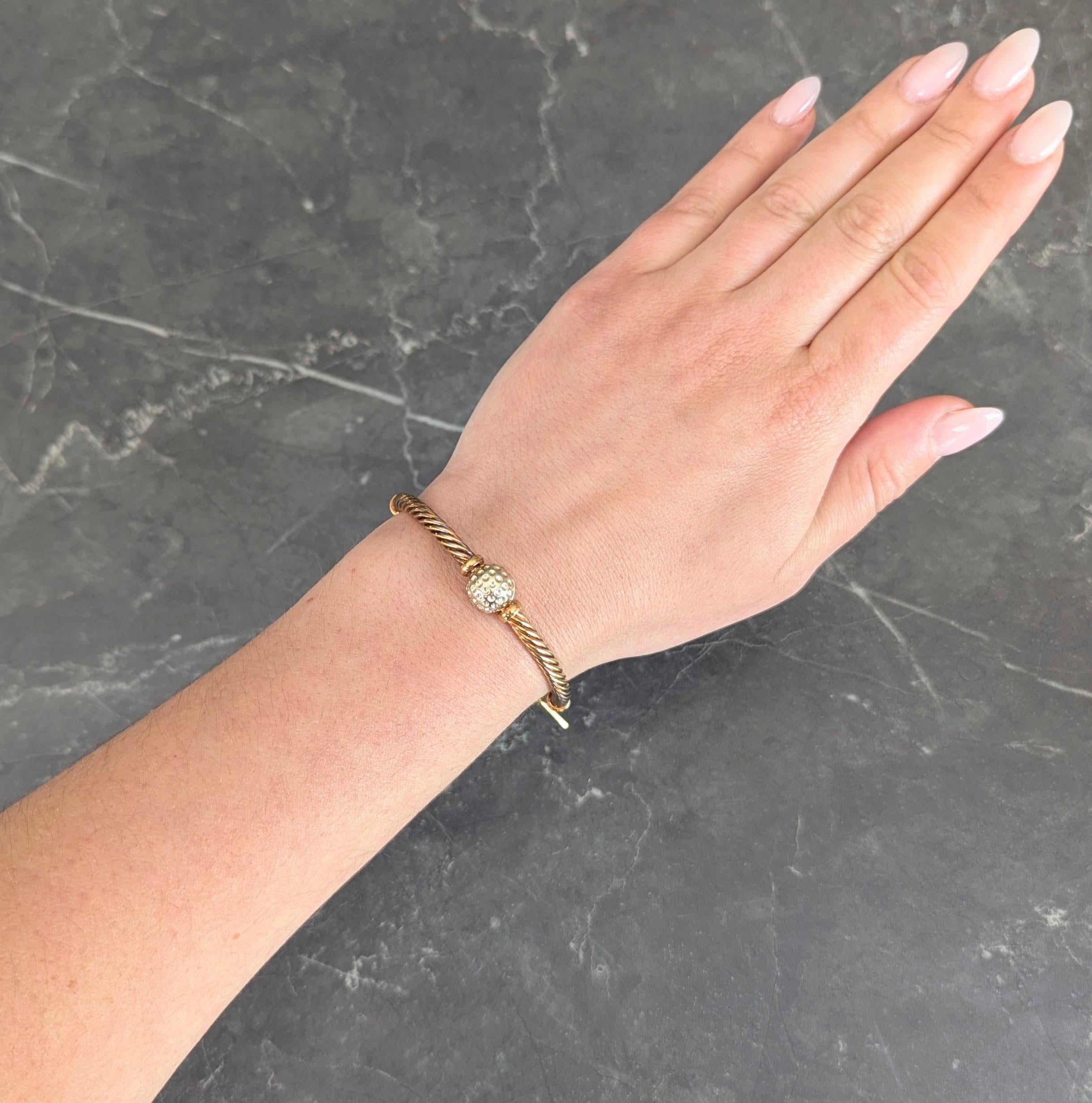 Pomellato 1990's Diamond 18 Karat Two-Tone Gold Vintage Golf Charm Bracelet Moderno en venta