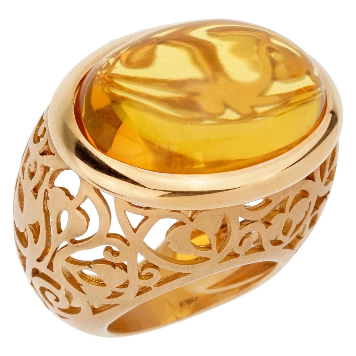 Pomellato 19.94 Carat Amber Rose Gold Cocktail Ring
