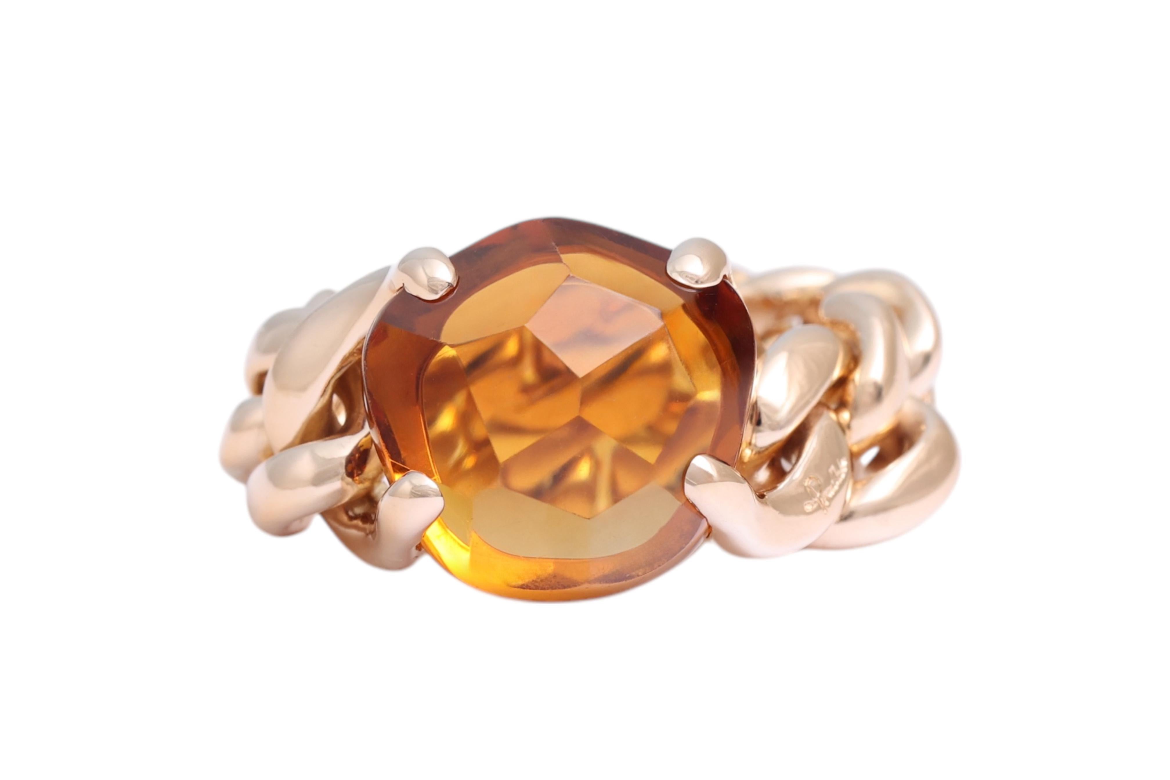 Taille ronde Pomellato 2 Bagues Lola en or 18 carats, quartz de Madère et améthyste en vente