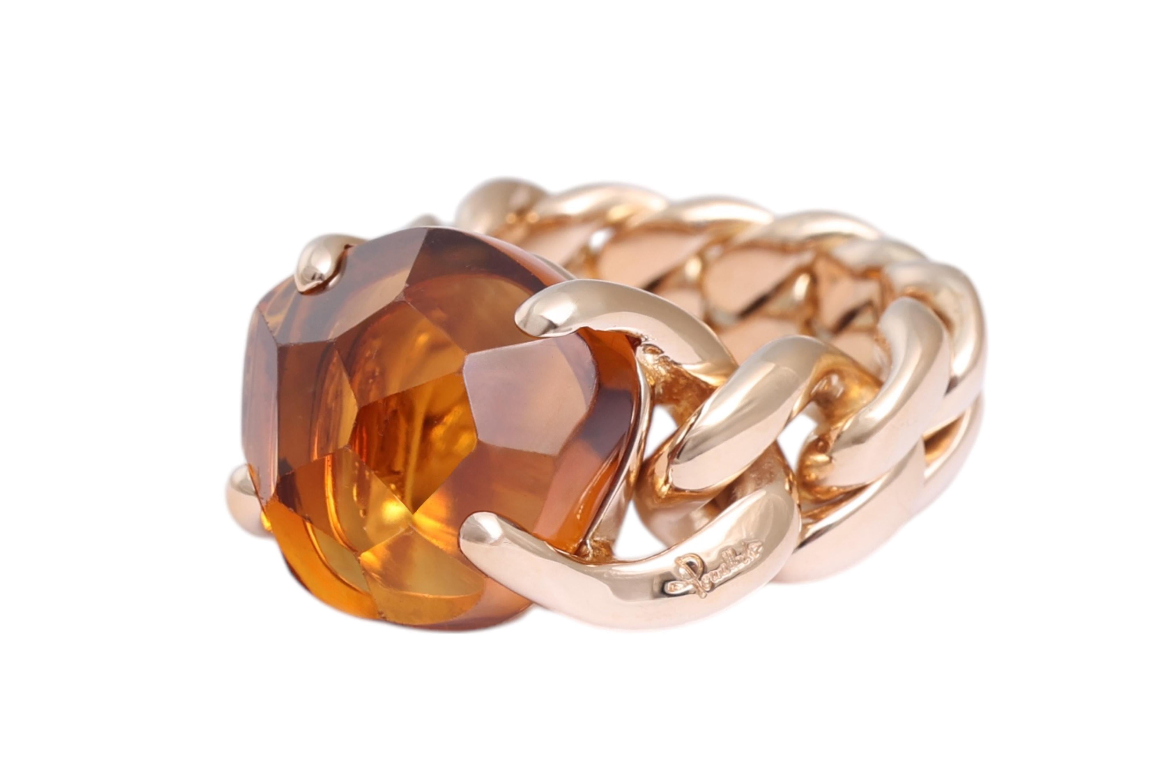 Pomellato 2 Bagues Lola en or 18 carats, quartz de Madère et améthyste Unisexe en vente
