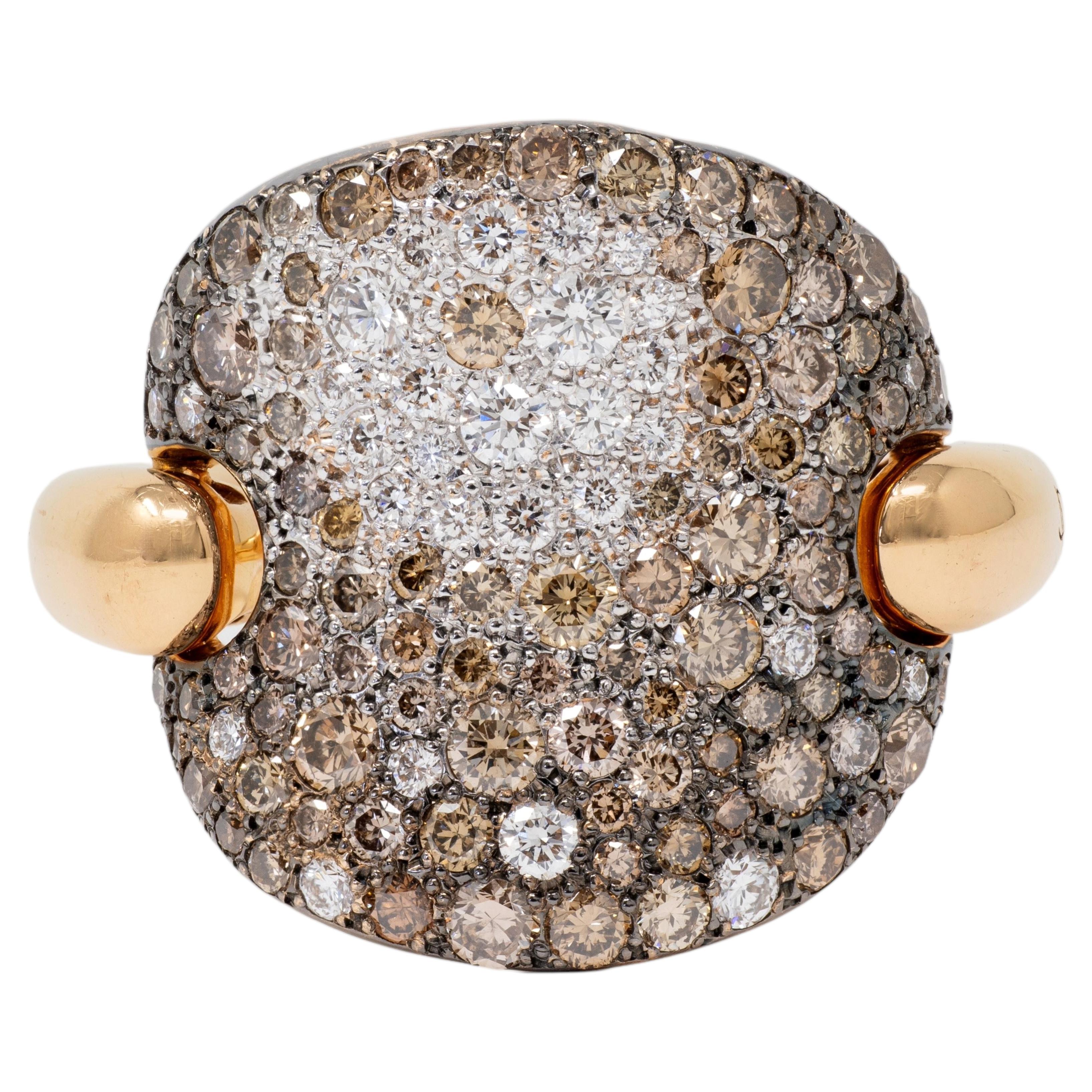 Pomellato 2000's Diamond 18 Karat Two-Tone Gold Contemporary Sabbia Ring
