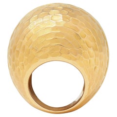 Pomellato 2005 18 Karat Yellow Gold Hammered Duna Cocktail Ring
