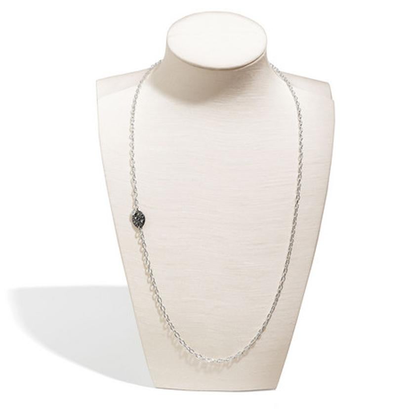 Women's or Men's Pomellato 67 Cadena Argento Silver and Marcasite Long Chain Necklace