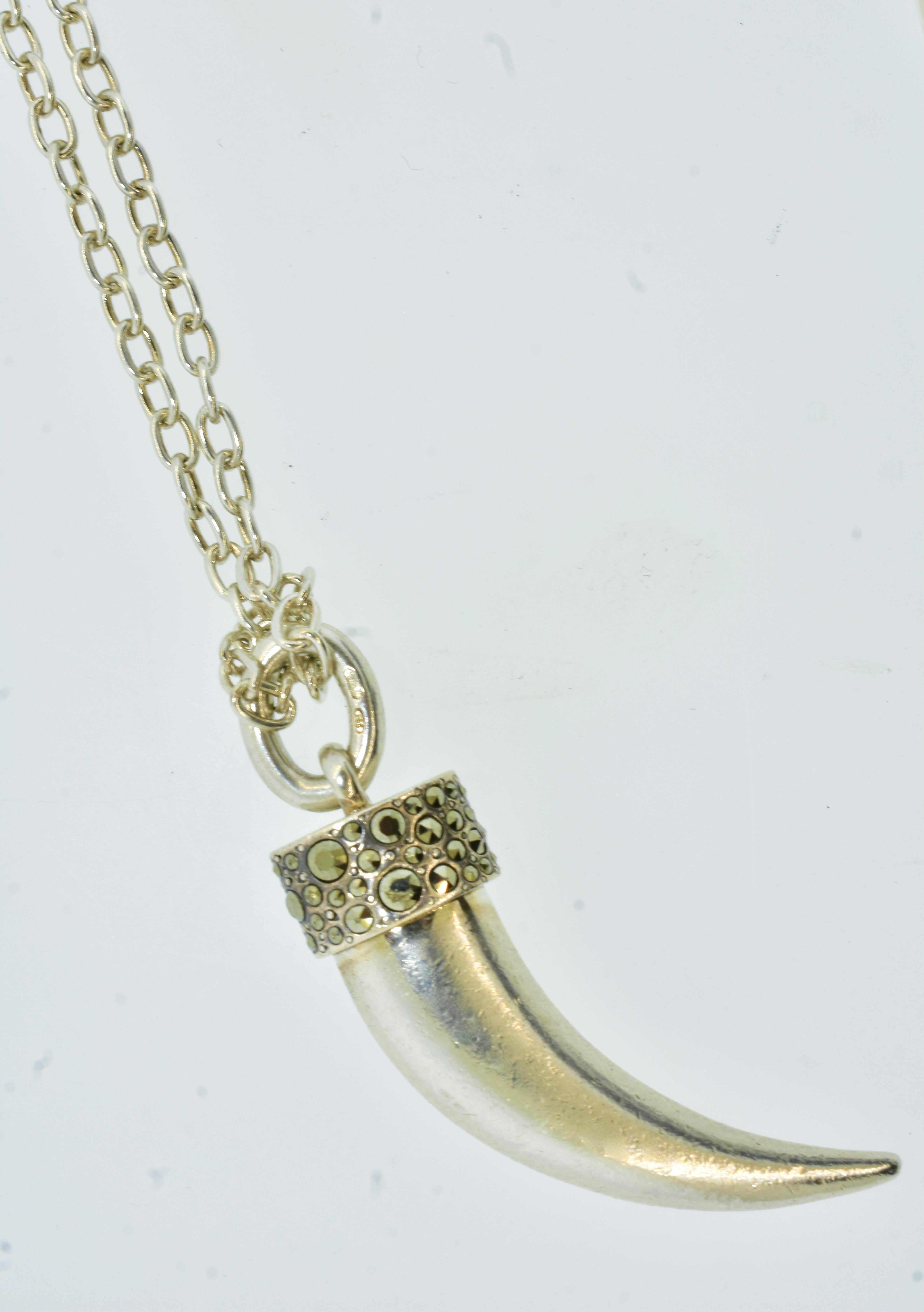 Pomellato 67 Sterling Silver & Marcasite Necklace Suspending a Horn of Plenty In Excellent Condition For Sale In Aspen, CO