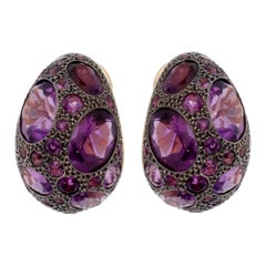 Pomellato 8 Carat Amethyst Rose Gold Earrings