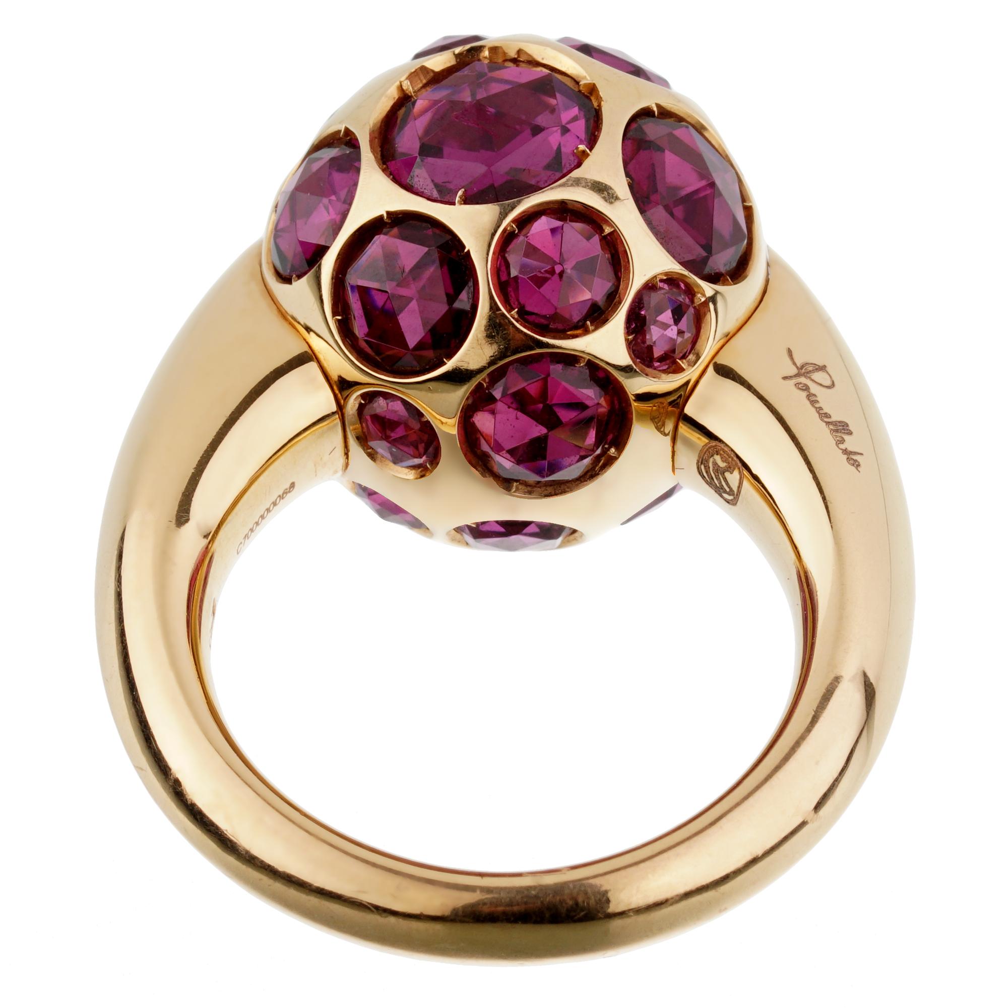 Mixed Cut Pomellato 8ct Rhodolite Cocktail Rose Gold Ring For Sale