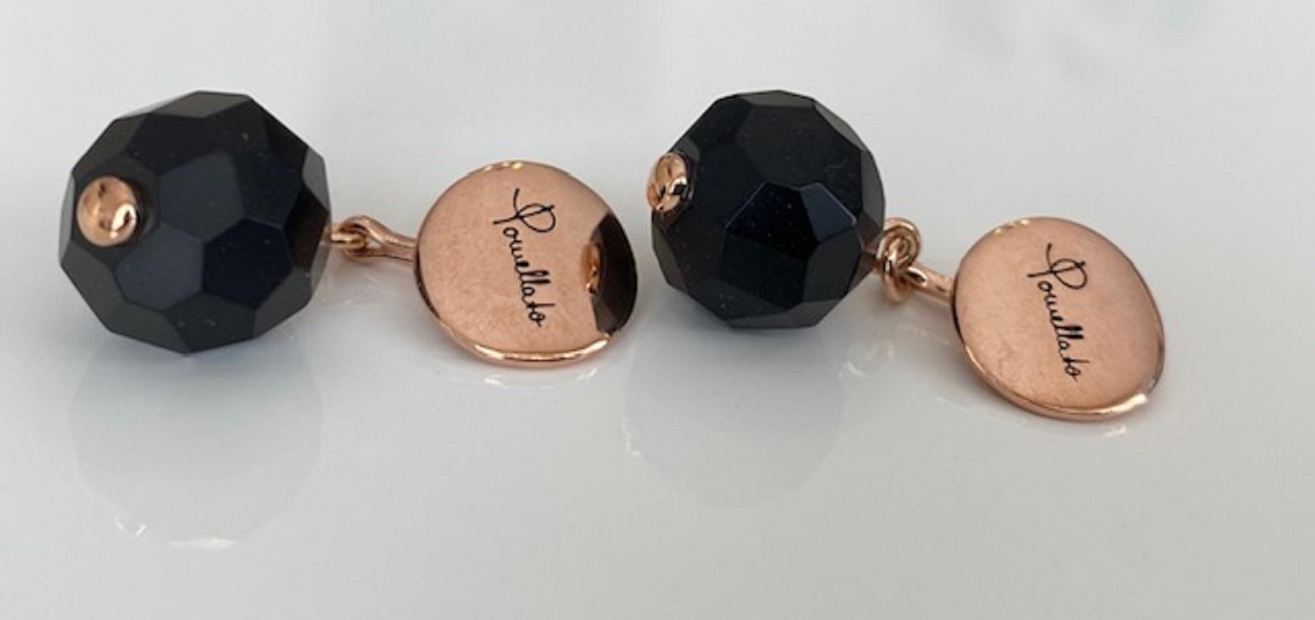 Contemporary Pomellato - 9 carat Rose gold - Cufflinks ebony For Sale