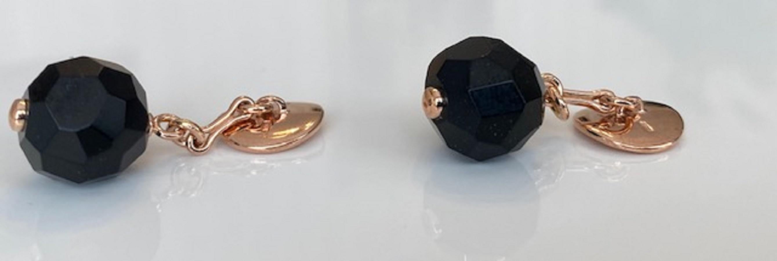 Pomellato - 9 carat Rose gold - Cufflinks ebony In Good Condition For Sale In AMSTERDAM, NL