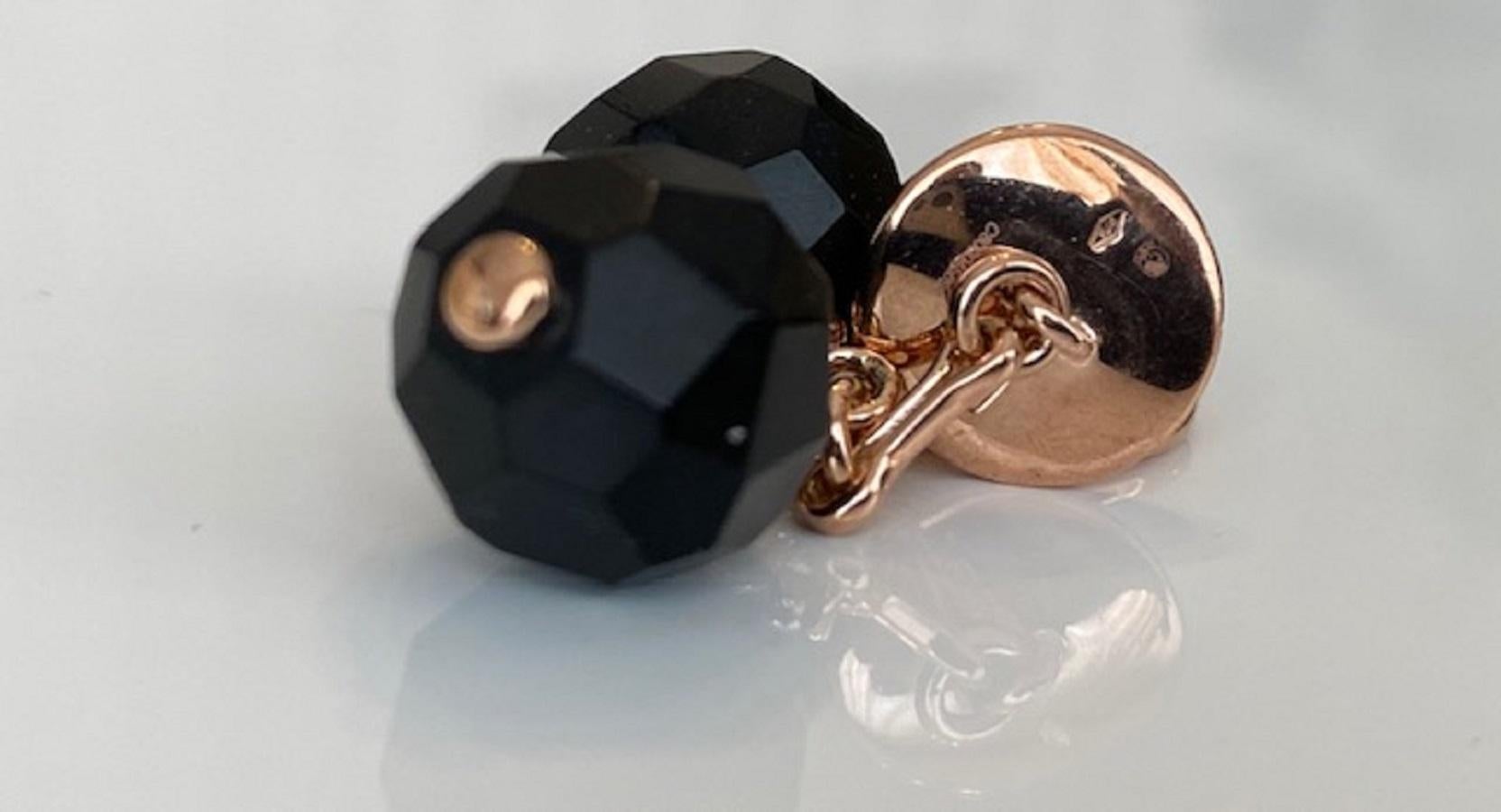 Pomellato - 9 carat Rose gold - Cufflinks ebony For Sale 2