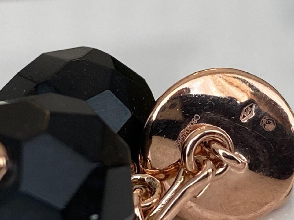 Pomellato - 9 carat Rose gold - Cufflinks ebony For Sale 3