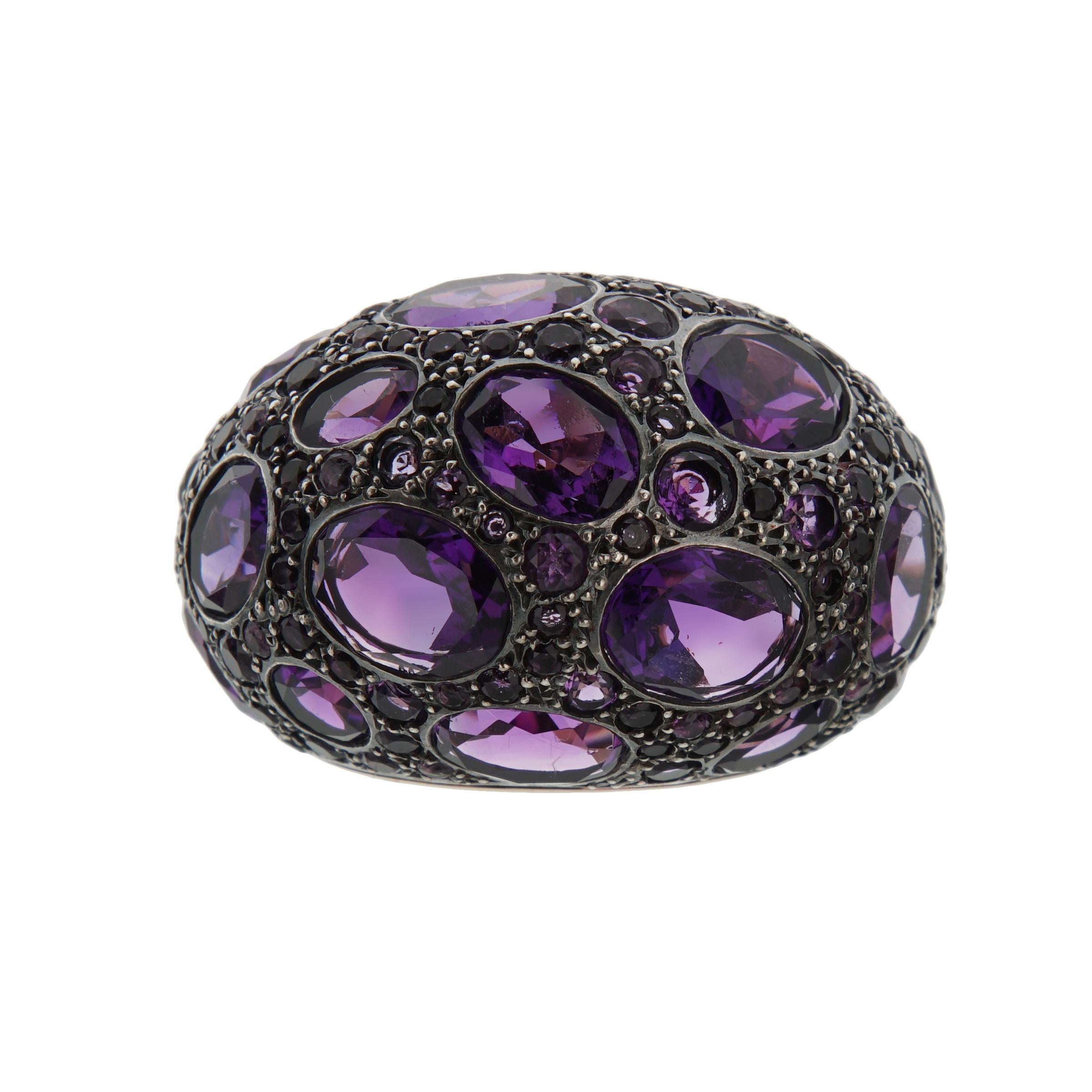 Anello in oro rosa 18k con cupola di ametista di Pomellato, Sz 7 In condizioni buone in vendita a Feasterville, PA