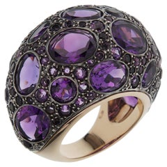 Pomellato Amethyst Dome Bombe Cocktail 18k Rose Gold Ring Sz 7