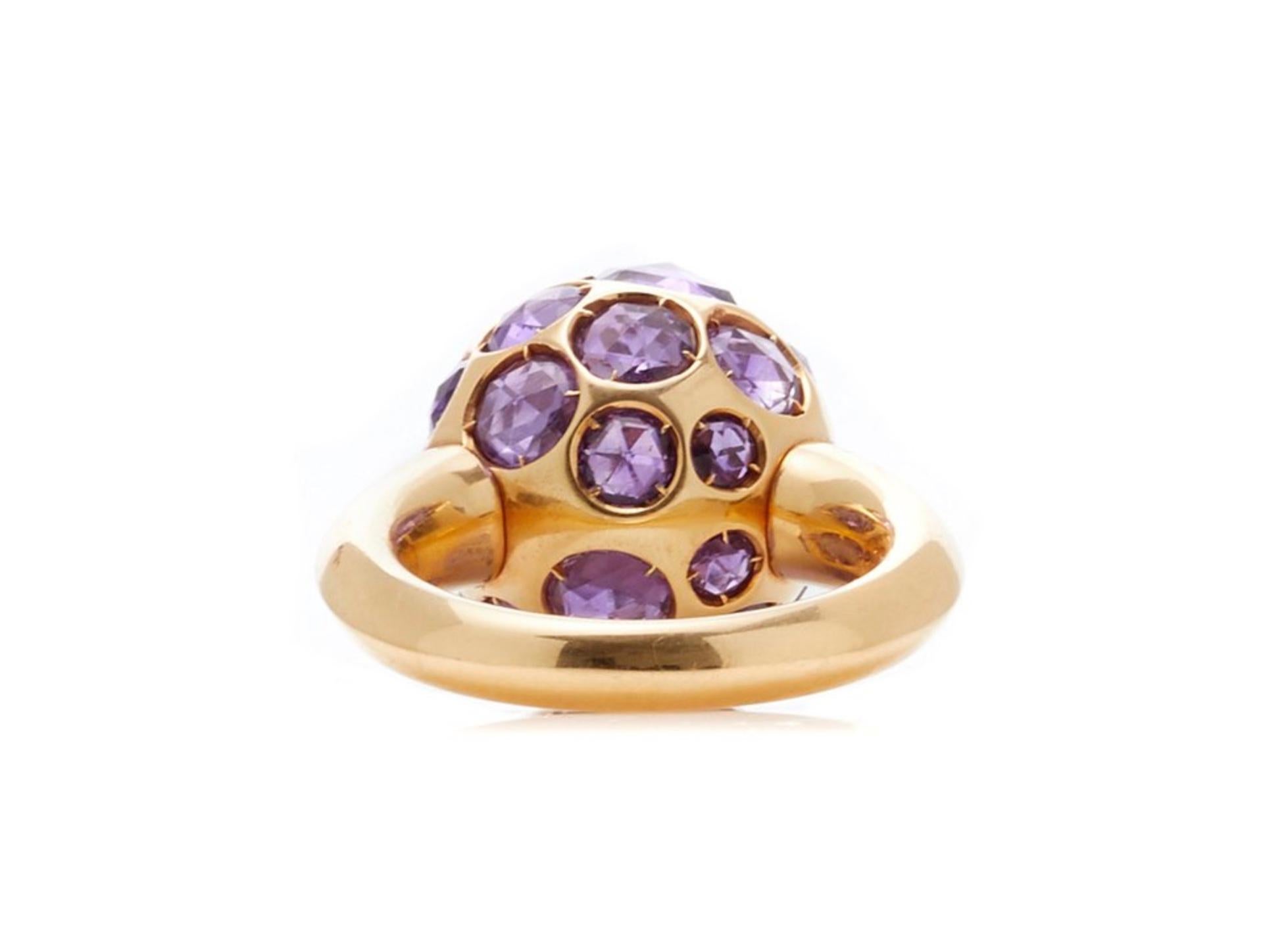 Rose Cut Pomellato Amethyst Yellow Gold Harem Ring For Sale