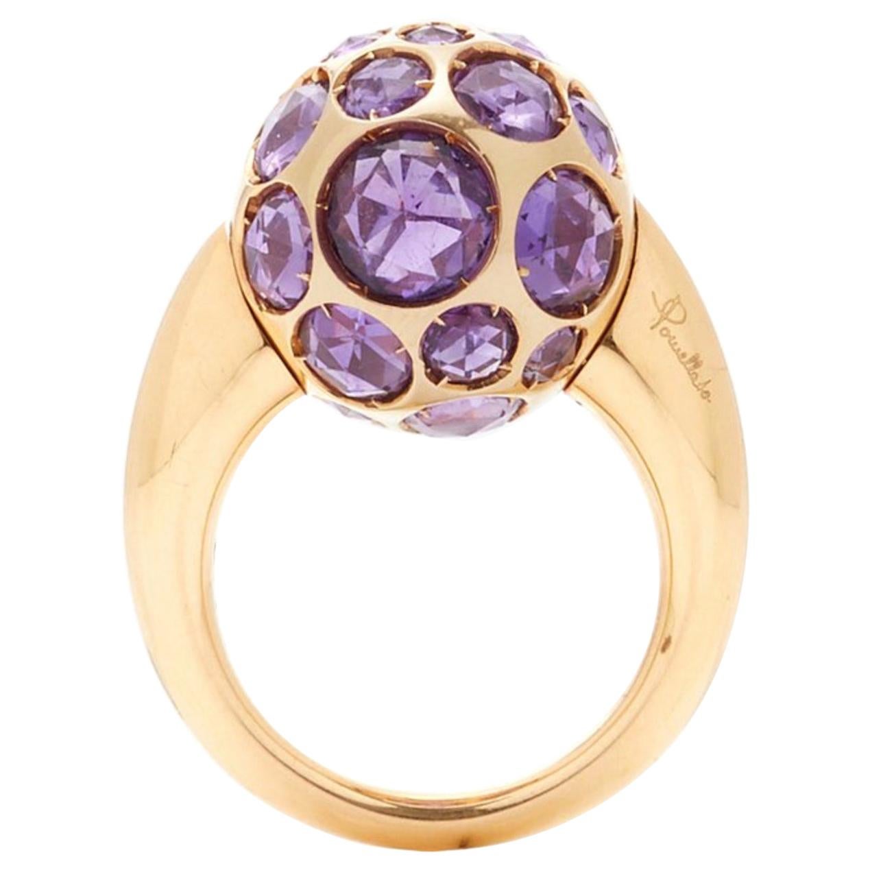 Pomellato Amethyst Yellow Gold Harem Ring For Sale