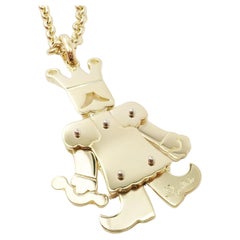 Retro  Pomellato Animated King Extra Large Yellow Gold Pendant Necklace