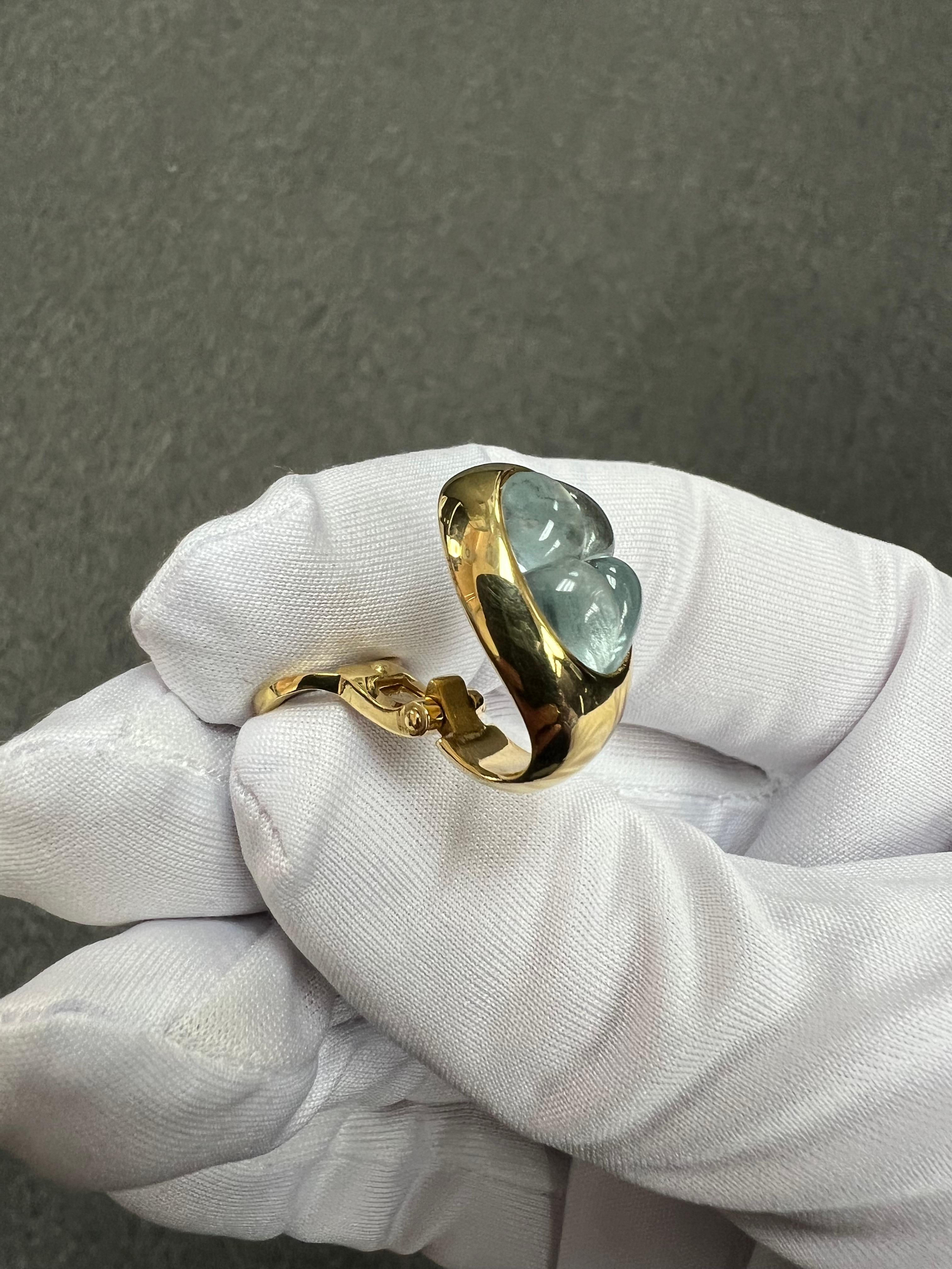 Pomellato Aquamarine 18k Yellow Gold Clip On Earrings in vendita 4