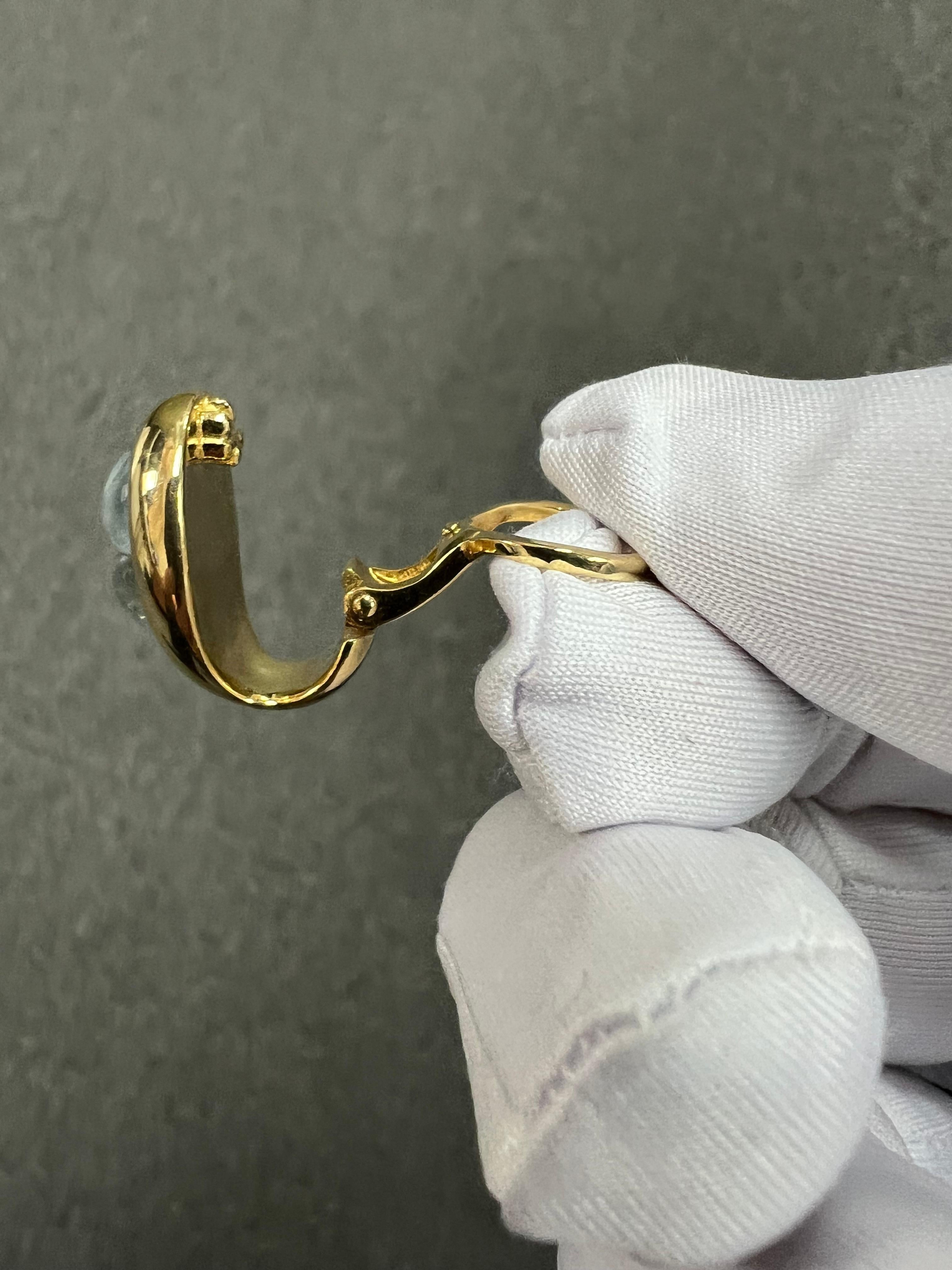 Pomellato Aquamarine 18k Yellow Gold Clip On Earrings in vendita 7