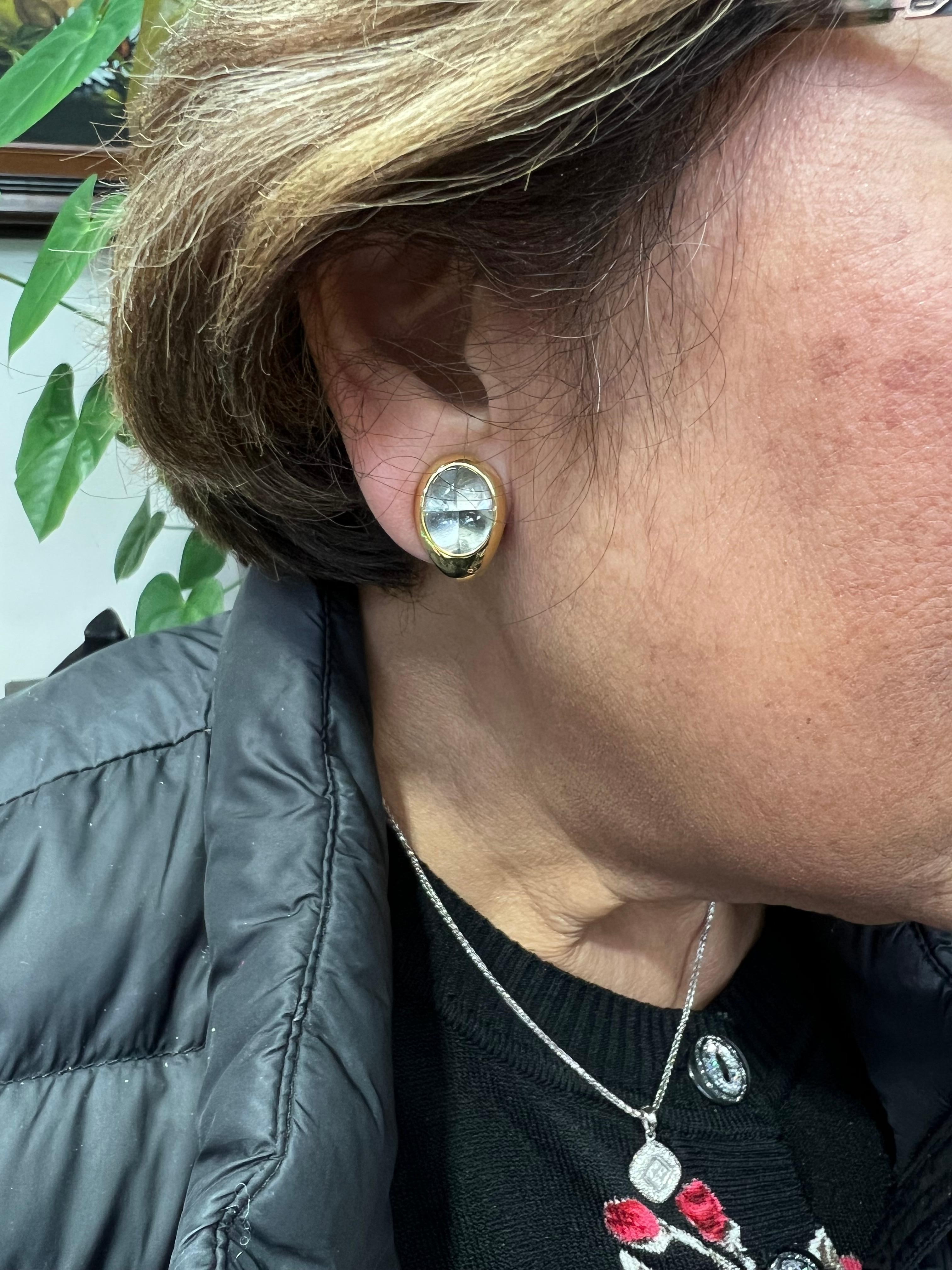 Contemporaneo Pomellato Aquamarine 18k Yellow Gold Clip On Earrings in vendita