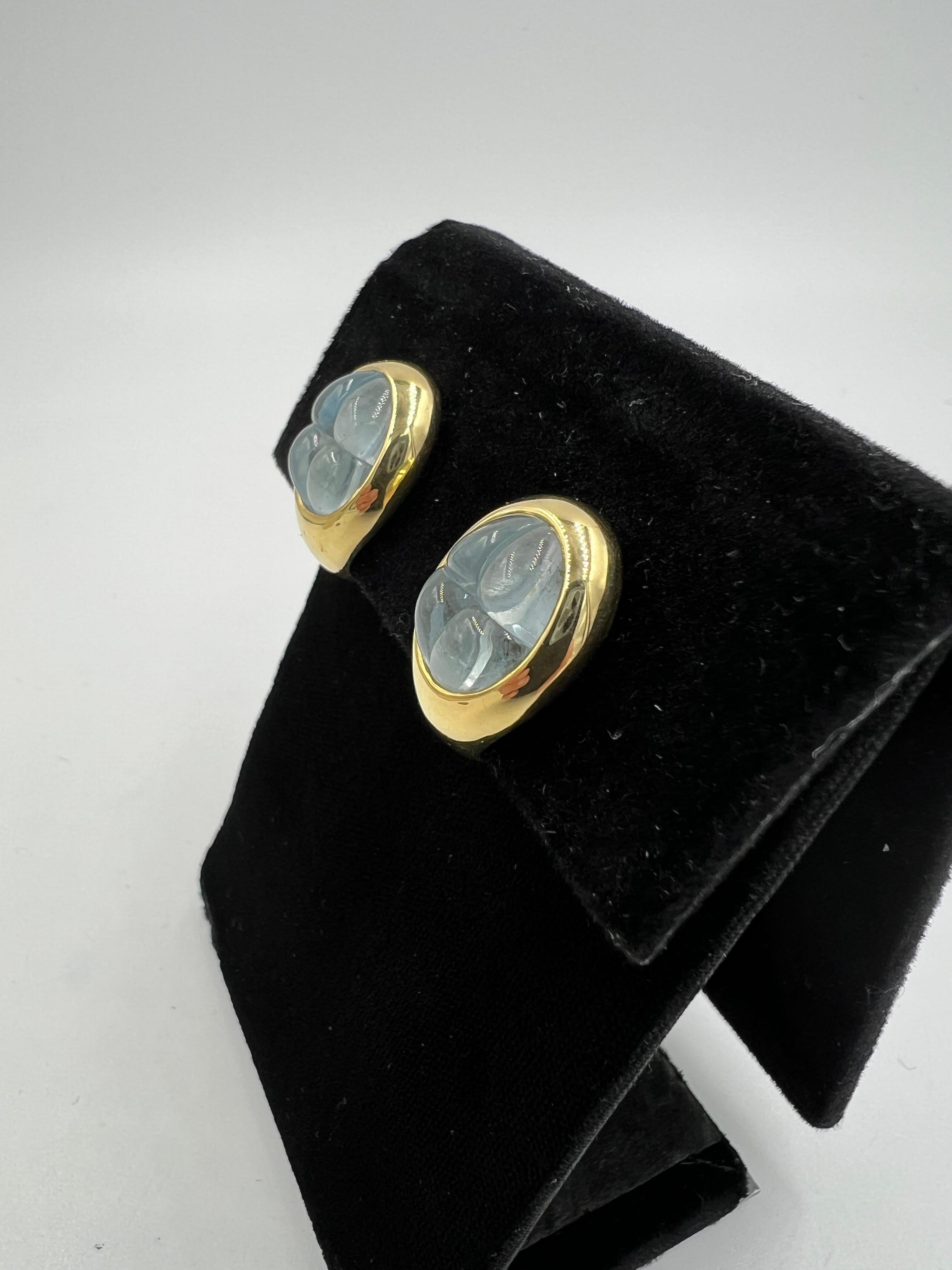 da uomo o donna Pomellato Aquamarine 18k Yellow Gold Clip On Earrings in vendita