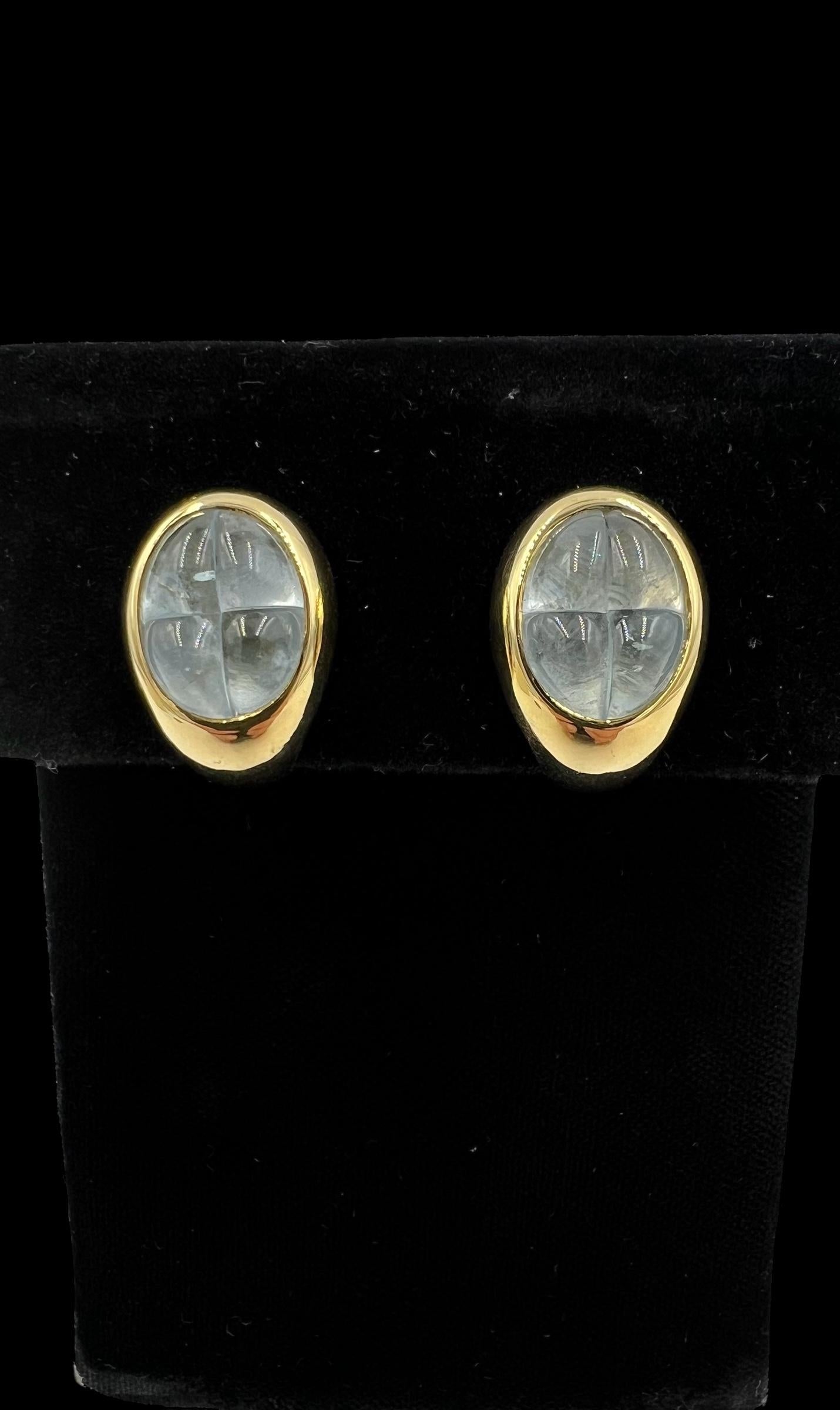 Pomellato Aquamarine 18k Yellow Gold Clip On Earrings in vendita 1