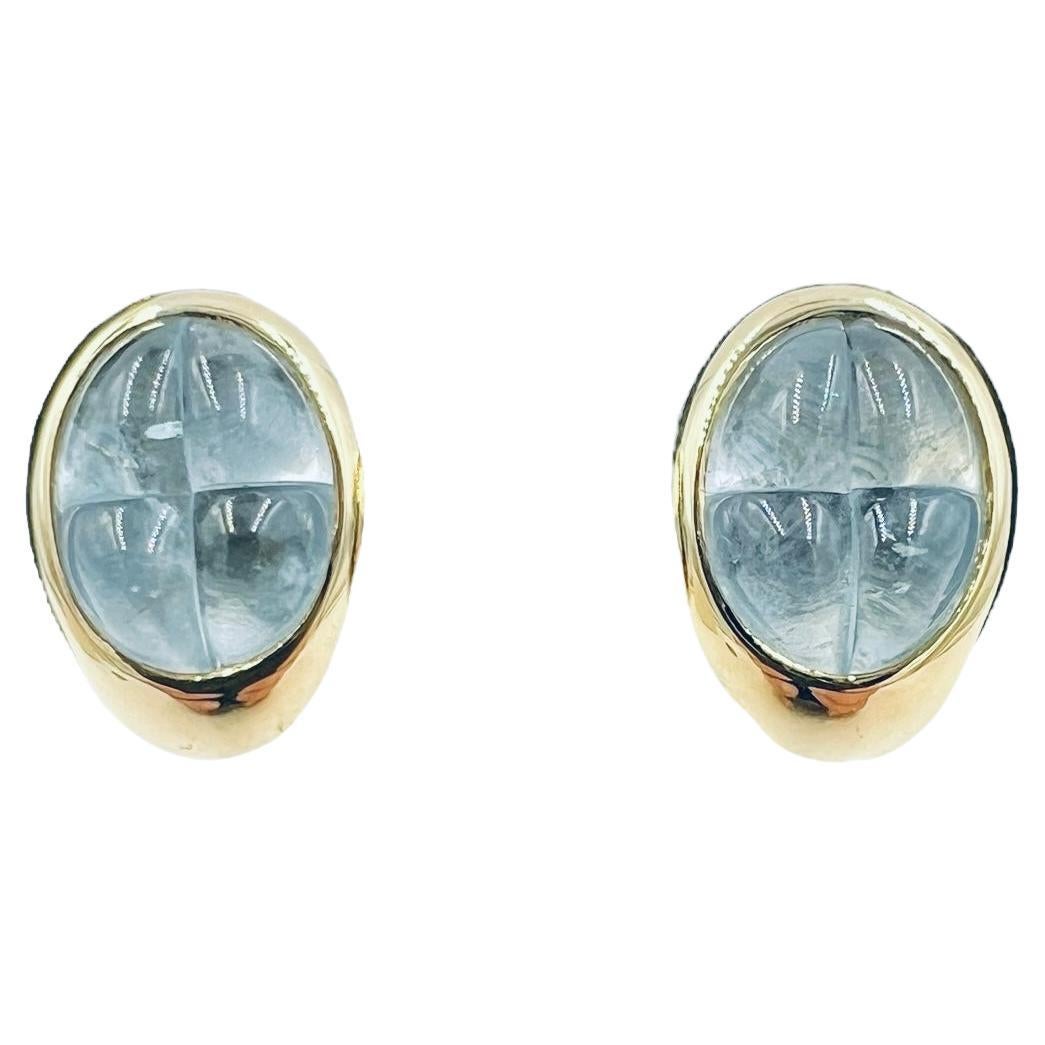 Pomellato Aquamarine 18k Yellow Gold Clip On Earrings in vendita