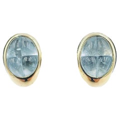 Pomellato Aquamarine 18k Yellow Gold Clip On Earrings