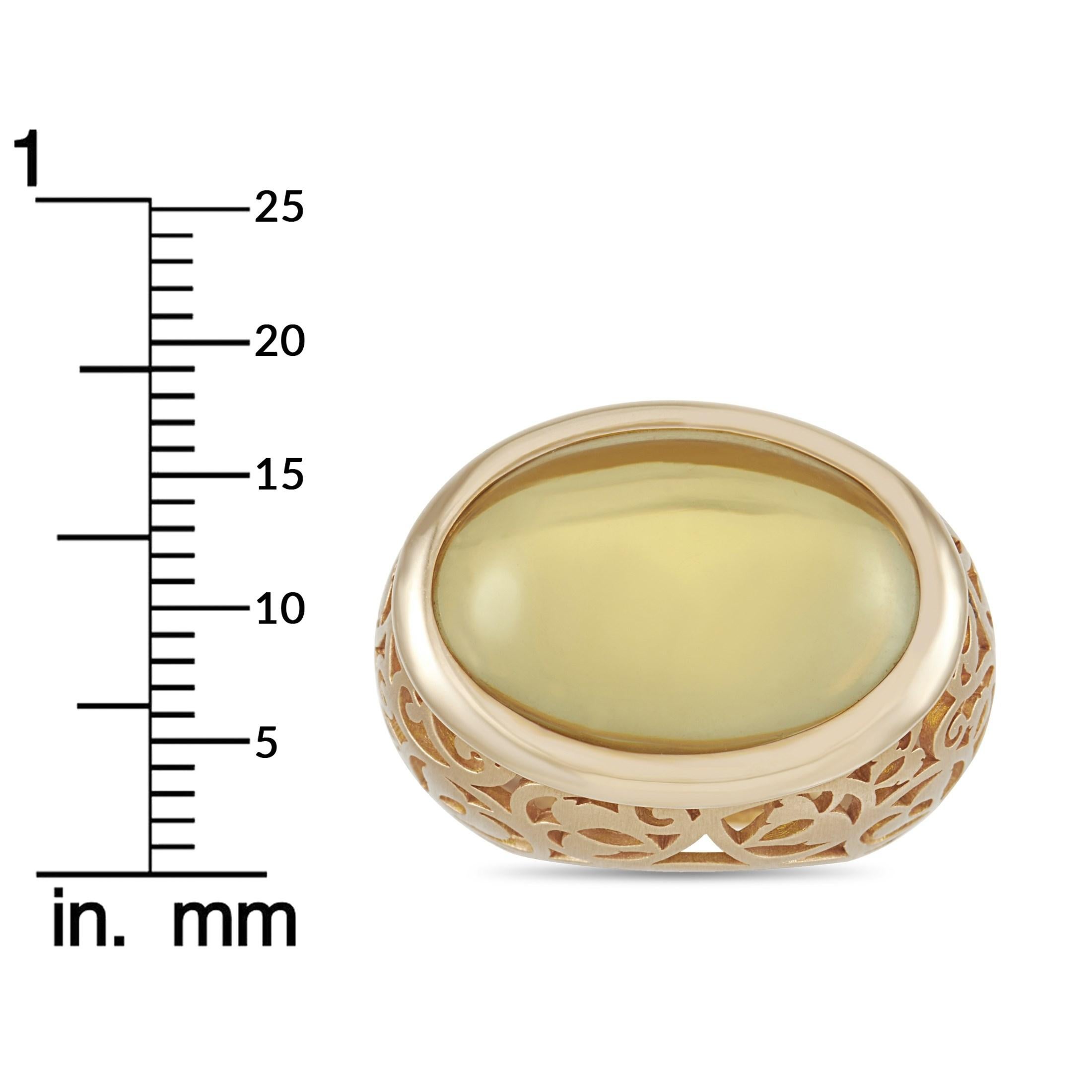 Mixed Cut Pomellato Arabesque 18k Rose Gold Amber Ring For Sale