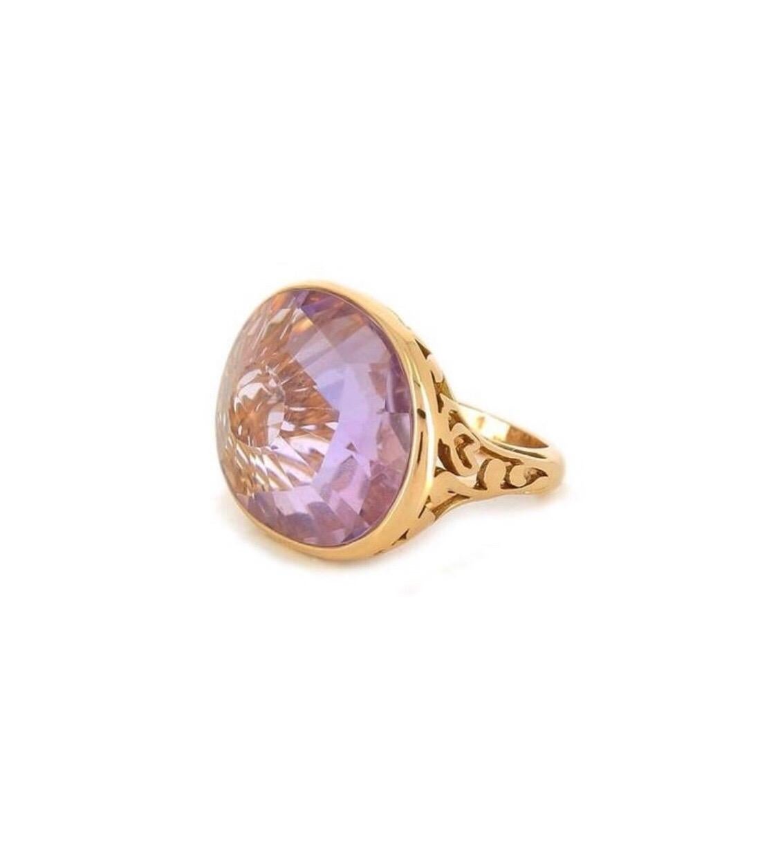 Contemporary Pomellato Arabesque 18kt Rose Gold and Amethyst Cocktail Ring size 51