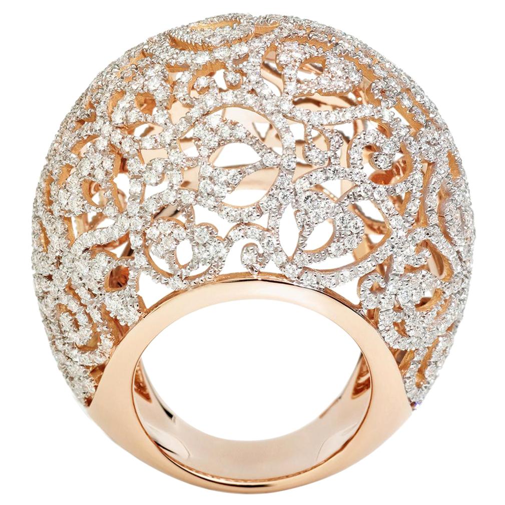 Pomellato Arabesque Collection Ring in 18kt Rose Gold and 3.40 Carat of Diamonds en vente
