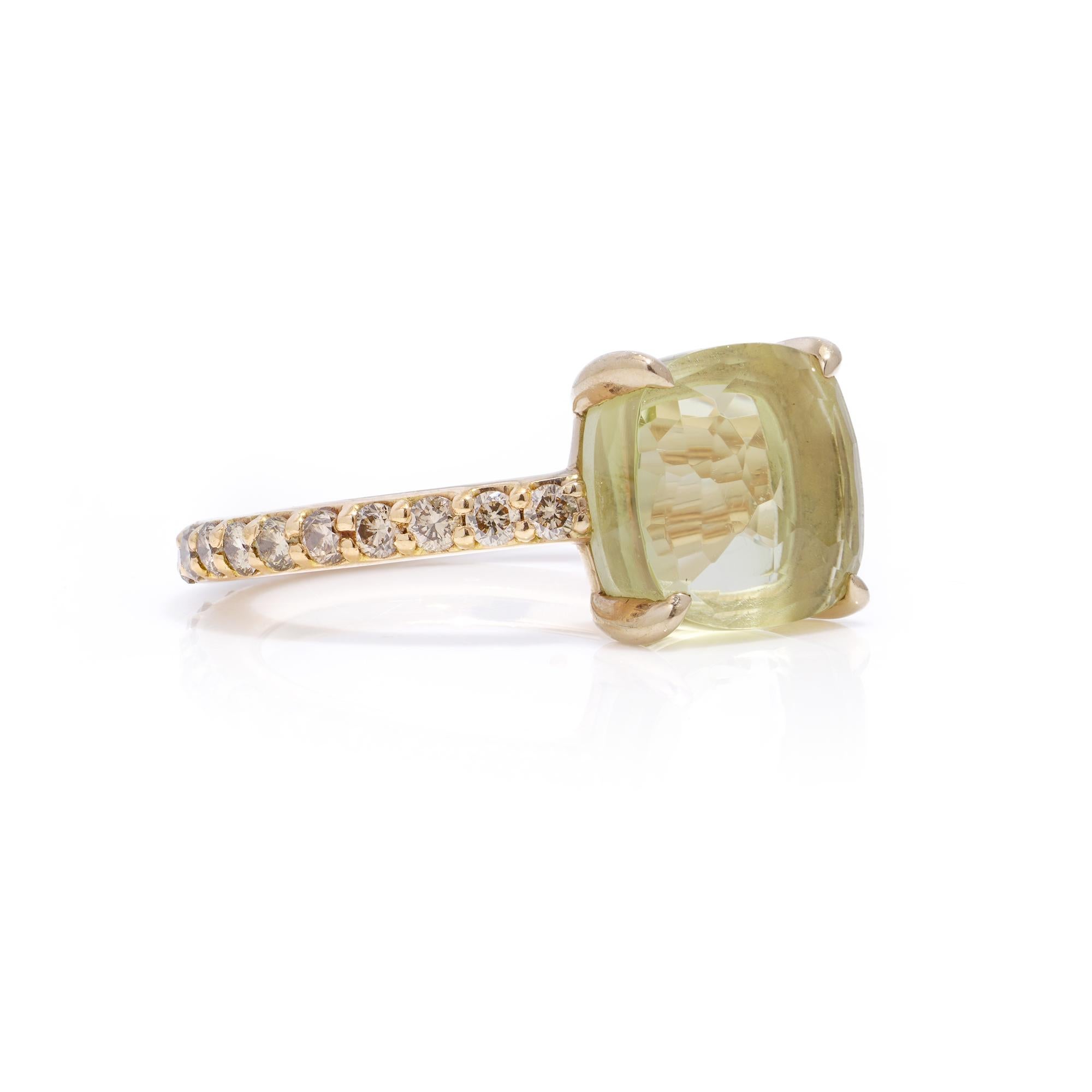 Brilliant Cut Pomellato Baby collection 18k rose gold lemon quartz and diamond ring For Sale