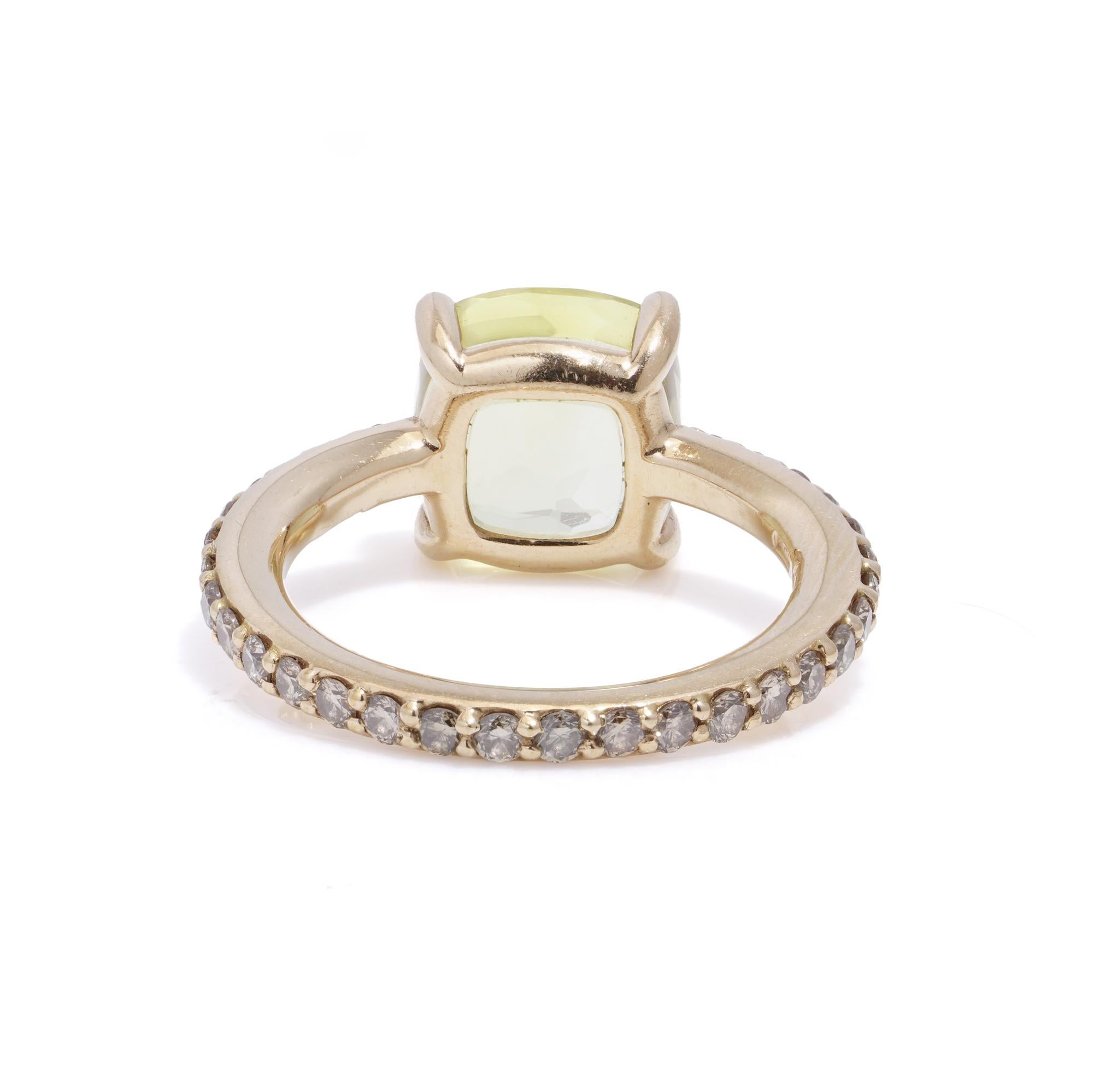 Women's or Men's Pomellato Baby collection 18k rose gold lemon quartz and diamond ring For Sale