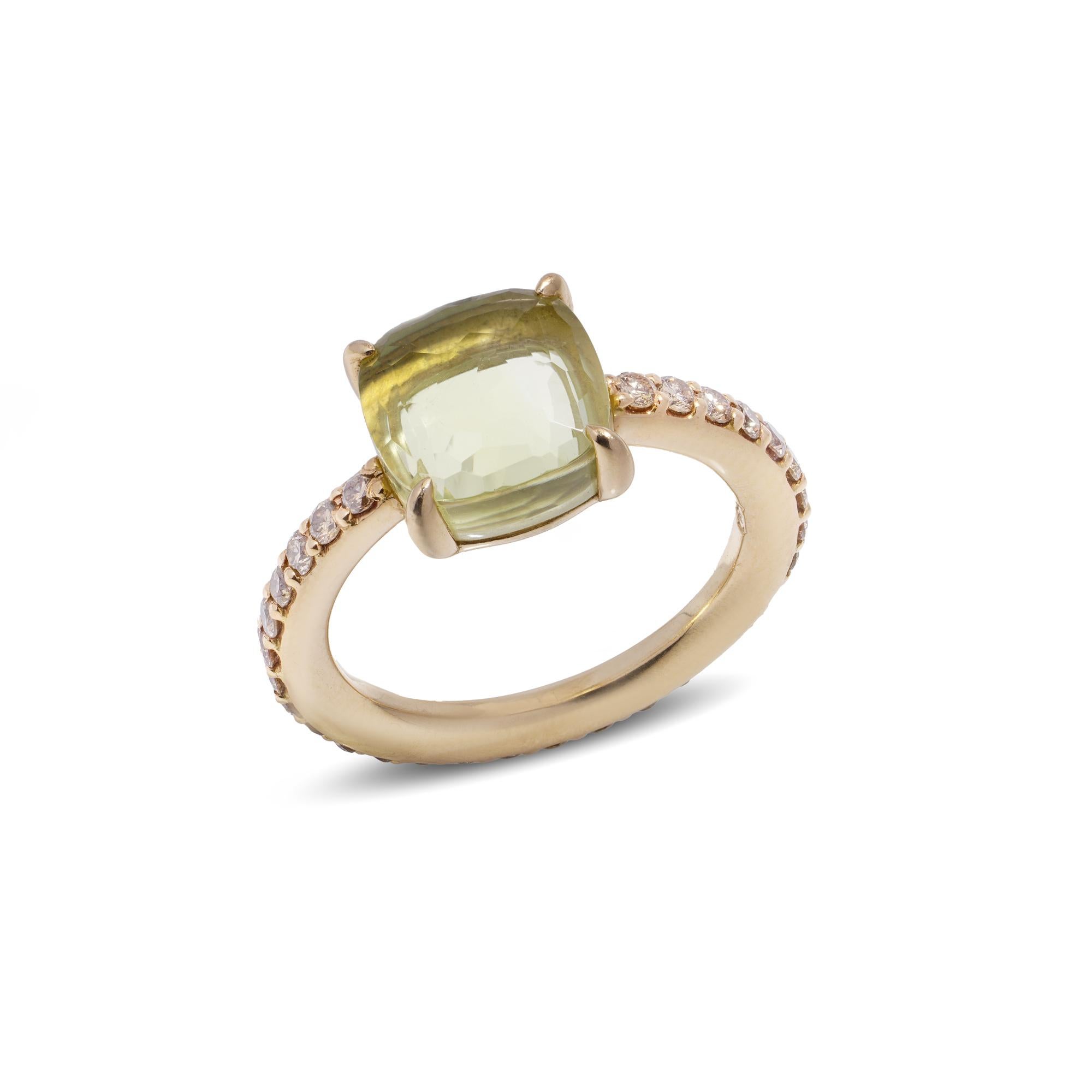 Pomellato Baby collection 18k rose gold lemon quartz and diamond ring For Sale 3