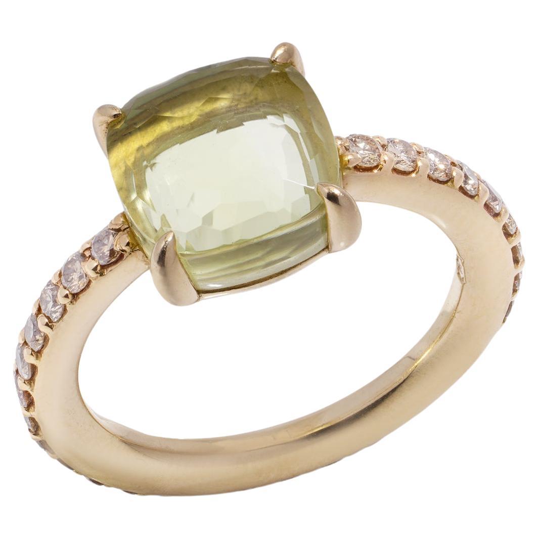 Pomellato Baby collection 18k rose gold lemon quartz and diamond ring For Sale