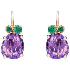 Pomellato Bahia 18 Karat Pink Gold Earrings with Amethyst and Tsavorites