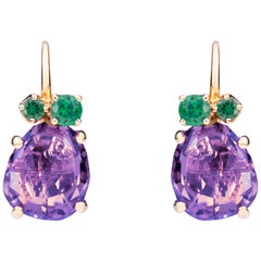 Pomellato Bahia Boucles d'oreilles en or rose 18 carats avec améthyste et tsavorites