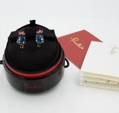 Pomellato Bahia 18 Karat Rose Gold Blue London Topaz and Pink Sapphire Earrings