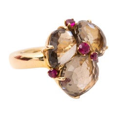 Pomellato Bahia Ring Fumé Quartz and Rubies