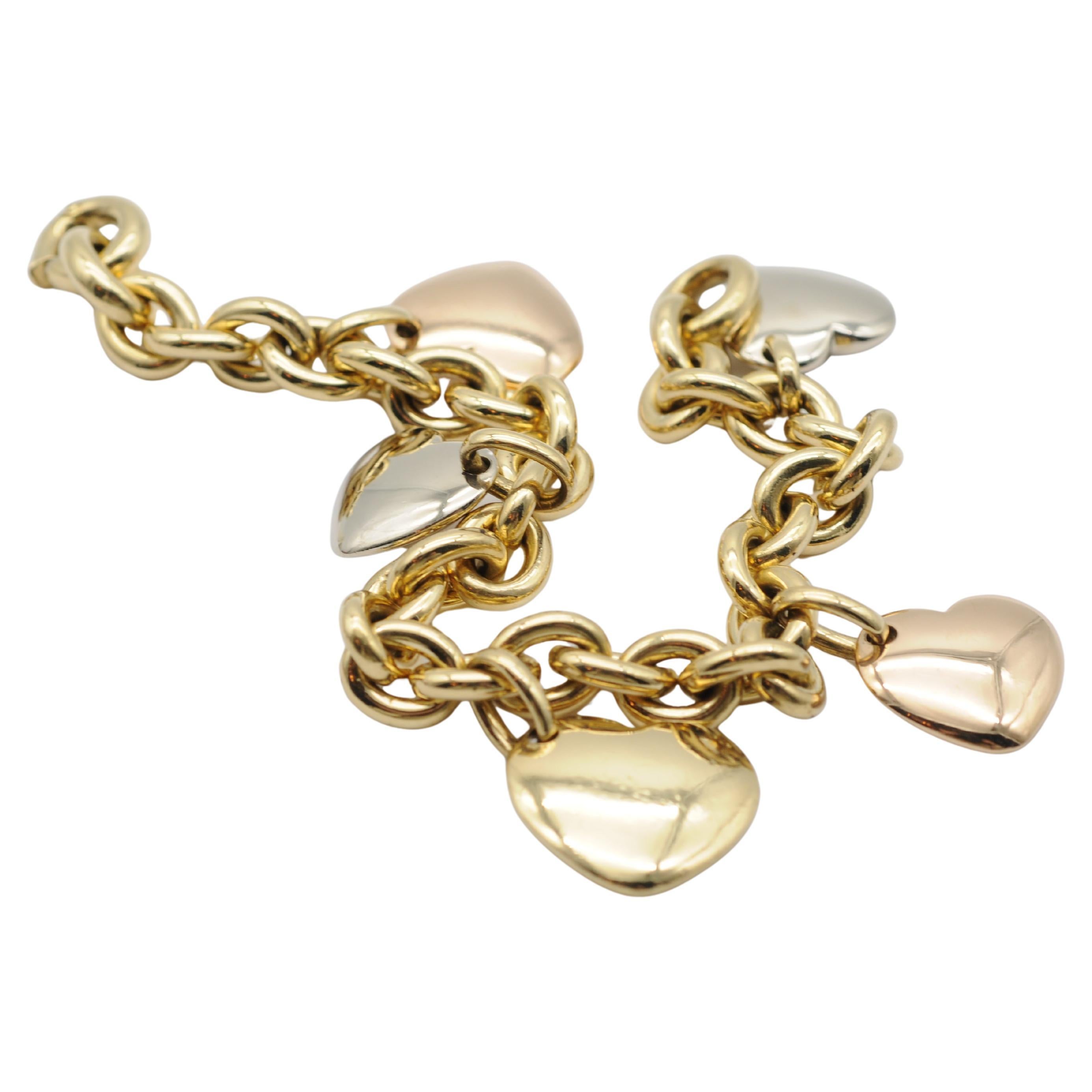 Bracciale Pomellato 18k elementi cuore tricolore in vendita 10