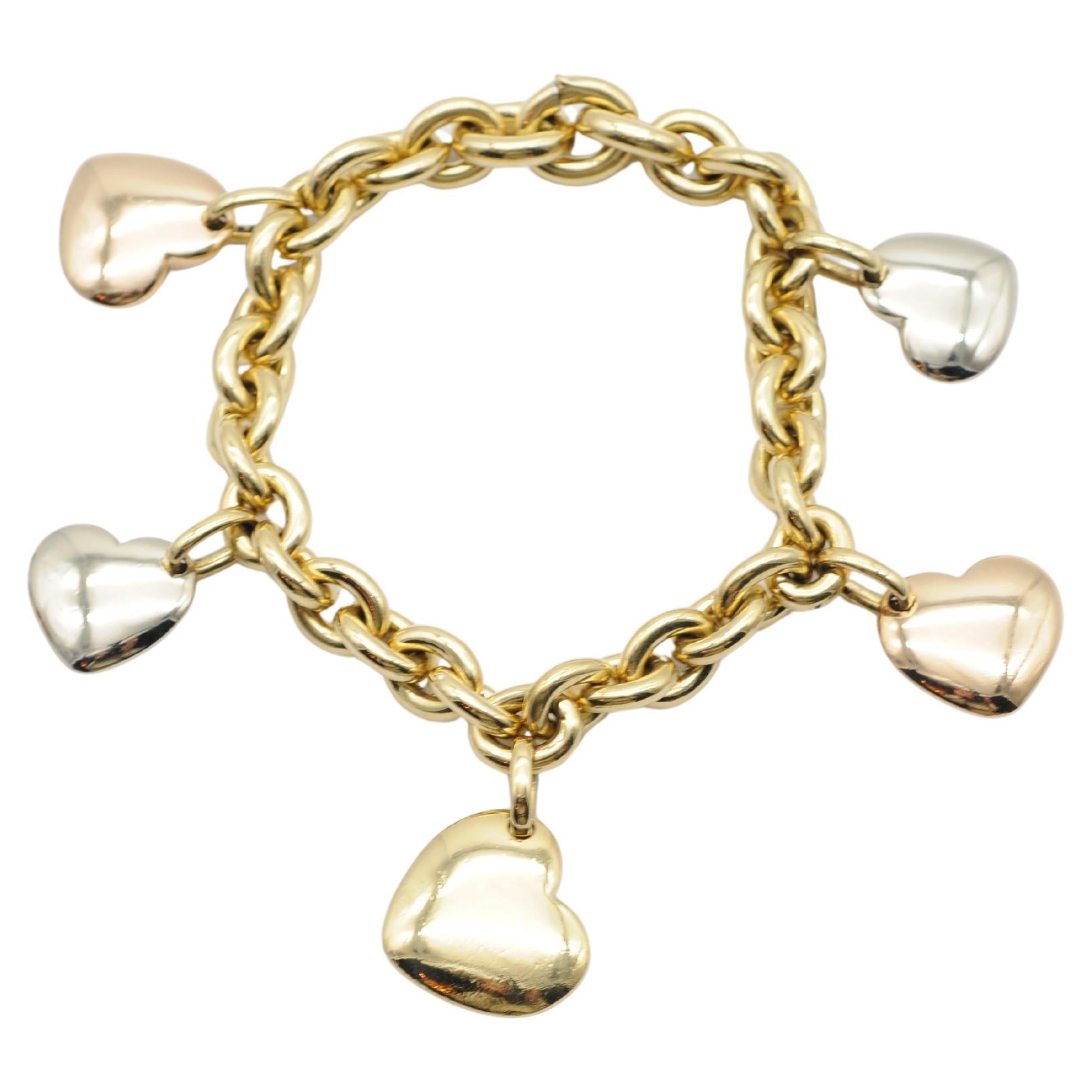 Bracciale Pomellato 18k elementi cuore tricolore in vendita 1