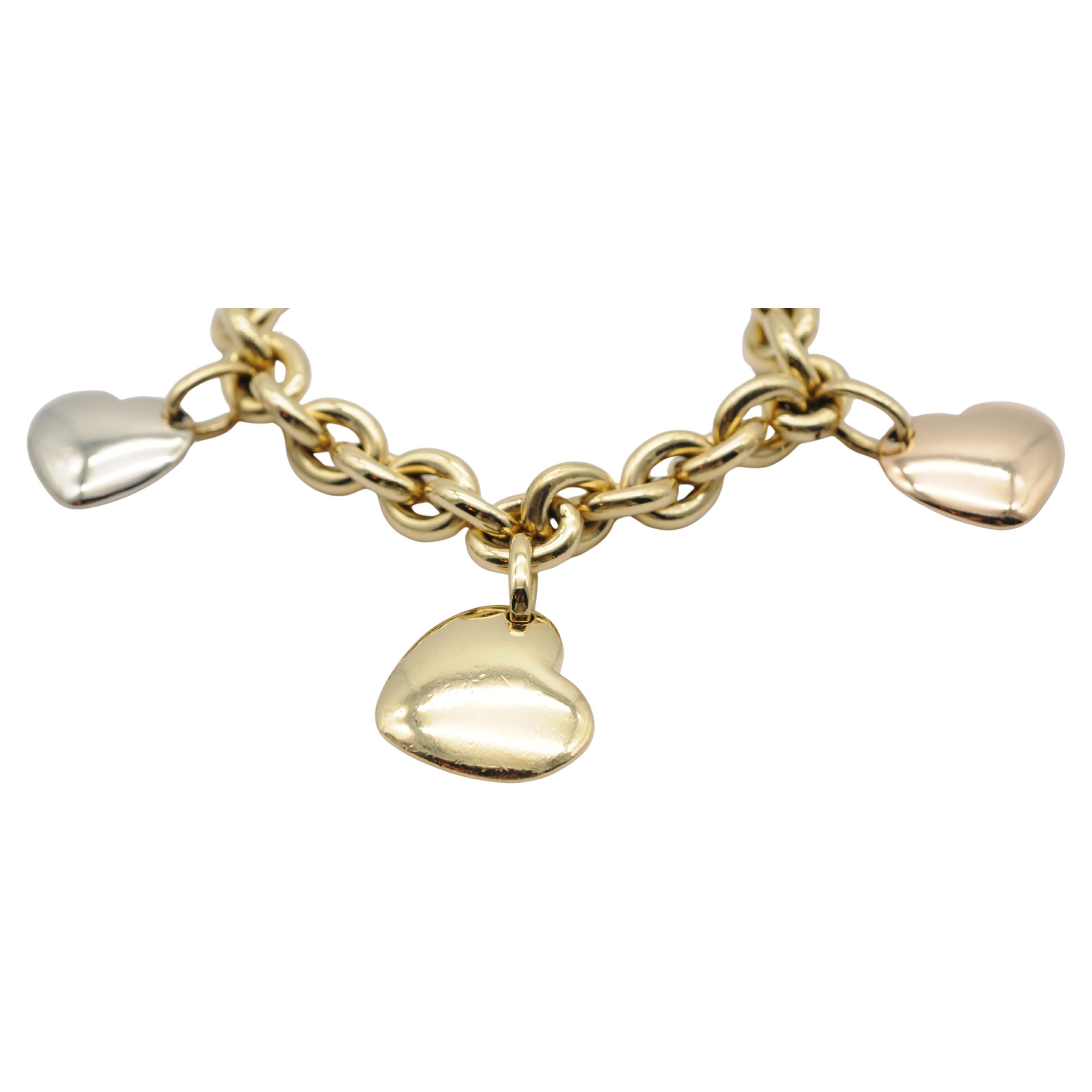 Bracciale Pomellato 18k elementi cuore tricolore in vendita 3