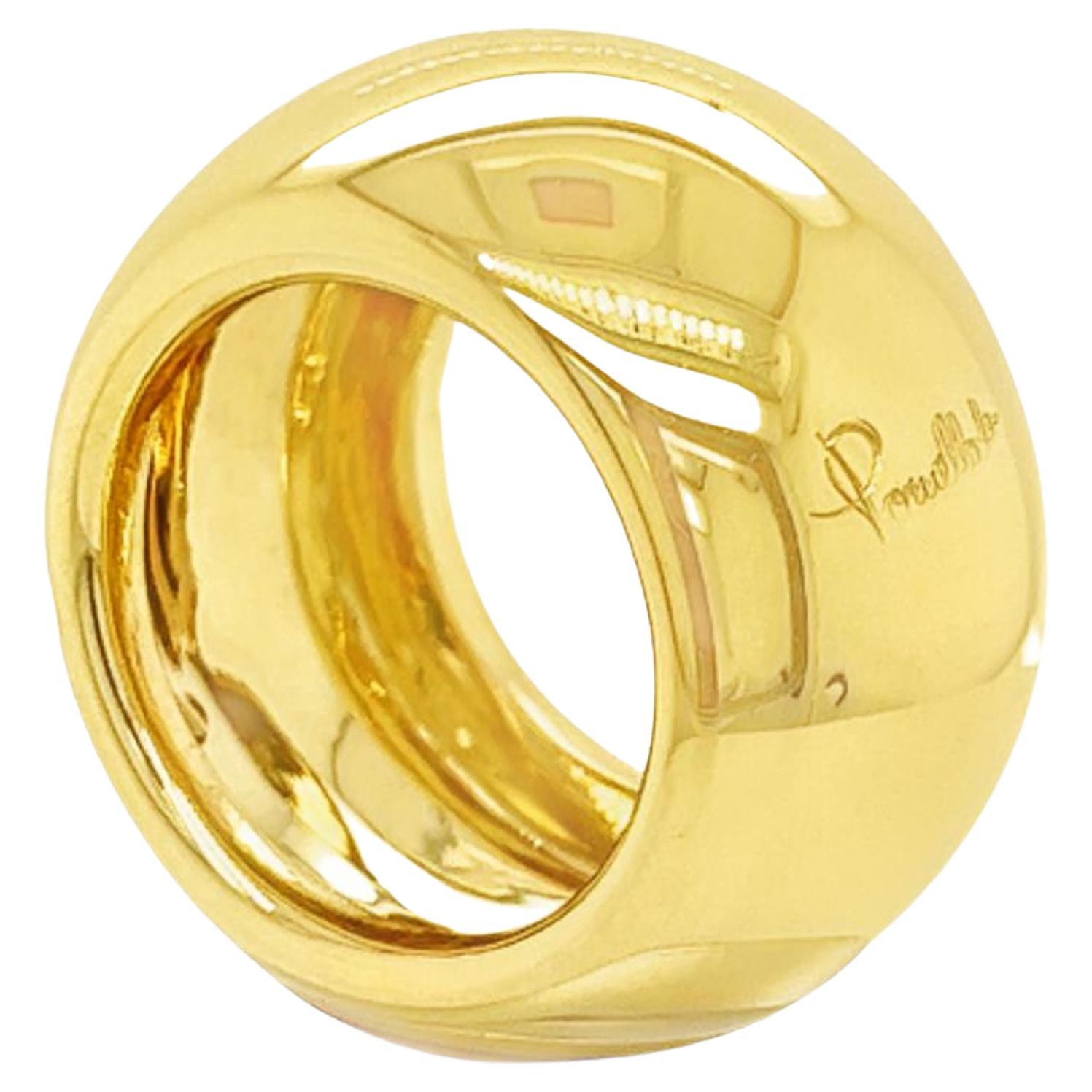 Pomellato Brushed Gold Wide Band 18K Yellow Gold Ring For Sale at 1stDibs