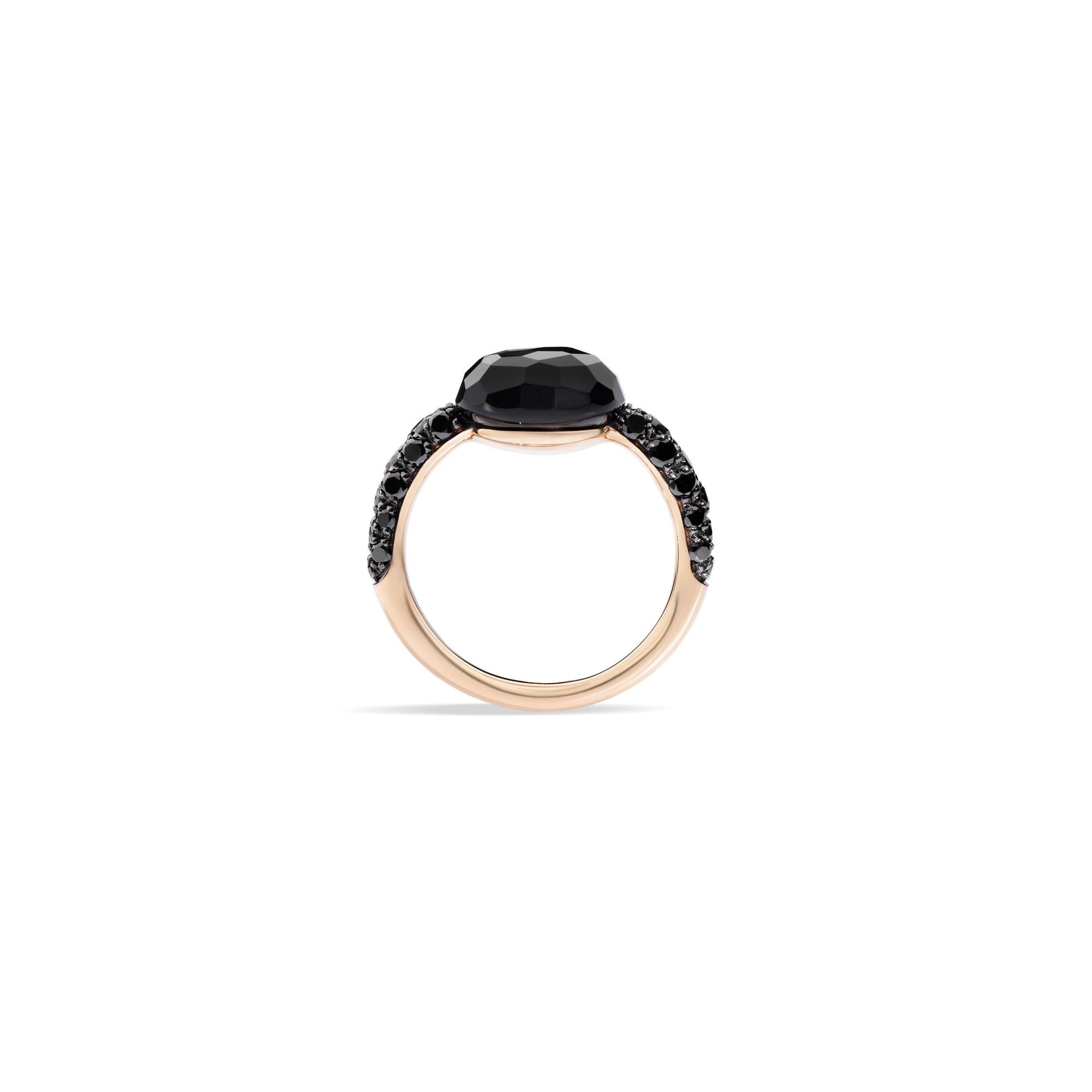 Contemporain Pomellato Capri Bague en or 18 carats:: diamants noirs et onyx