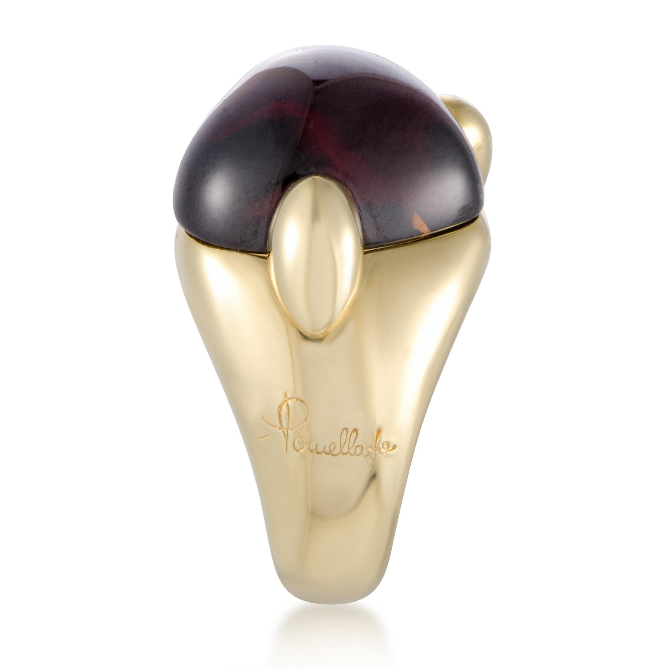 Pomellato Capri 18 Karat Gelbgold Granat Cabochon Herz-Ring im Zustand „Hervorragend“ in Southampton, PA