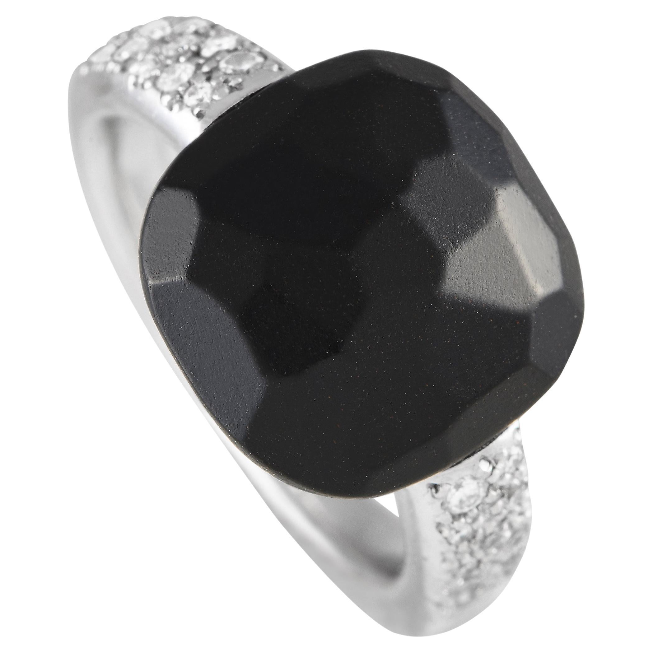 Pomellato Capri Ring aus 18 Karat Weißgold mit Diamant und Jet