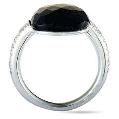 Pomellato Capri Bague coussin carré en or blanc 18 carats:: diamant et onyx