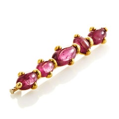 Pomellato Capri 18 Karat Yellow Gold Pink Tourmaline Stick Brooch