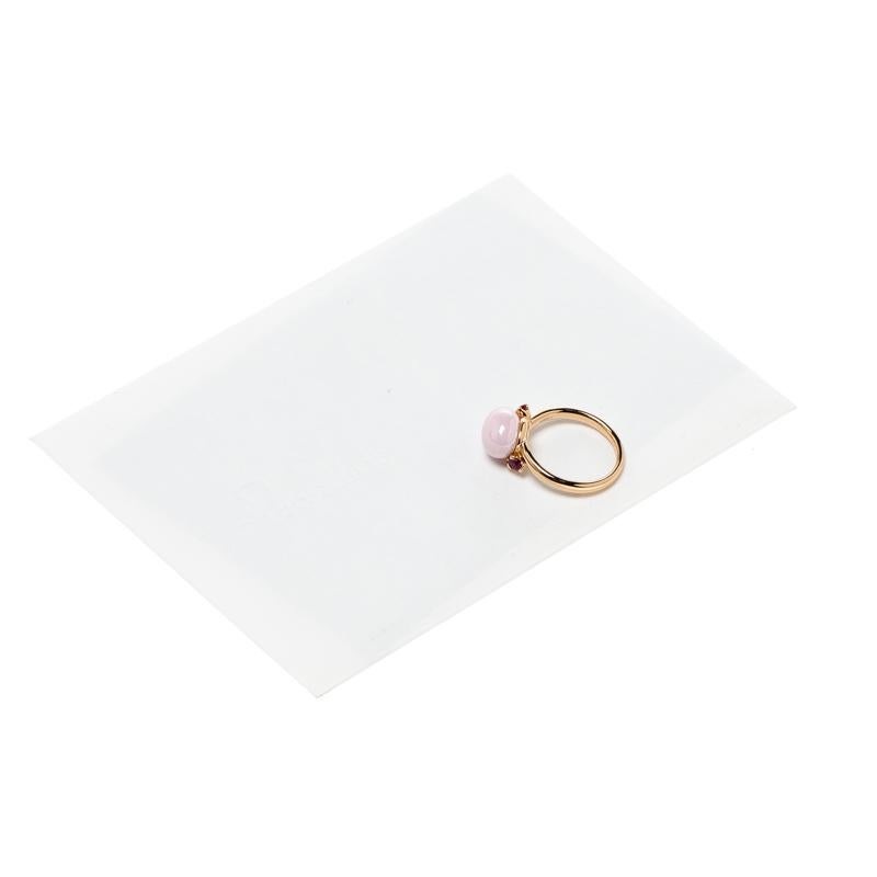 Pomellato Capri Bloom Pink Ceramic & Ruby 18k Rose Gold Ring Size 53 2