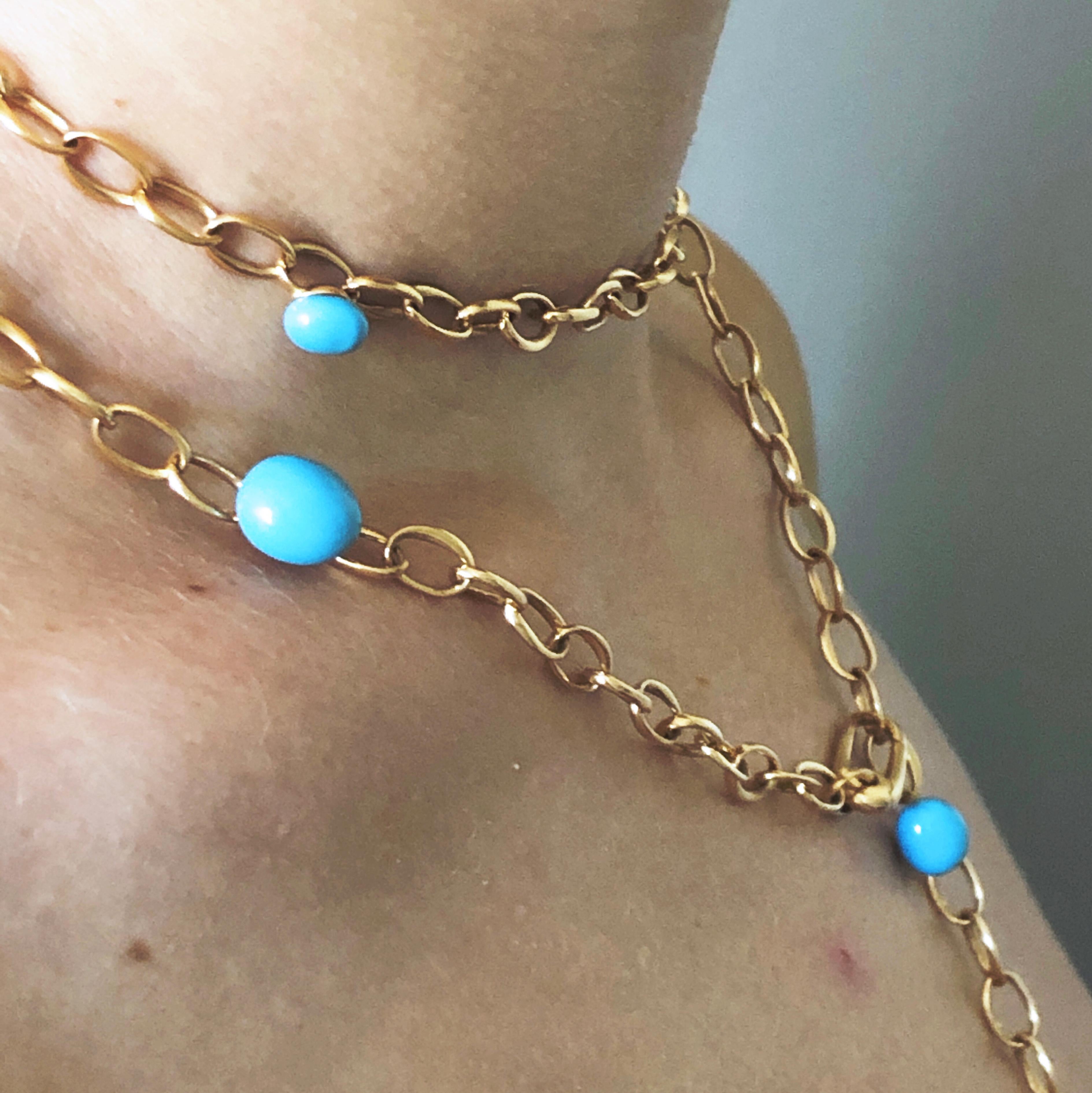 Pomellato Collection Capri Collier iconique en céramique turquoise en or rose 18 carats 6